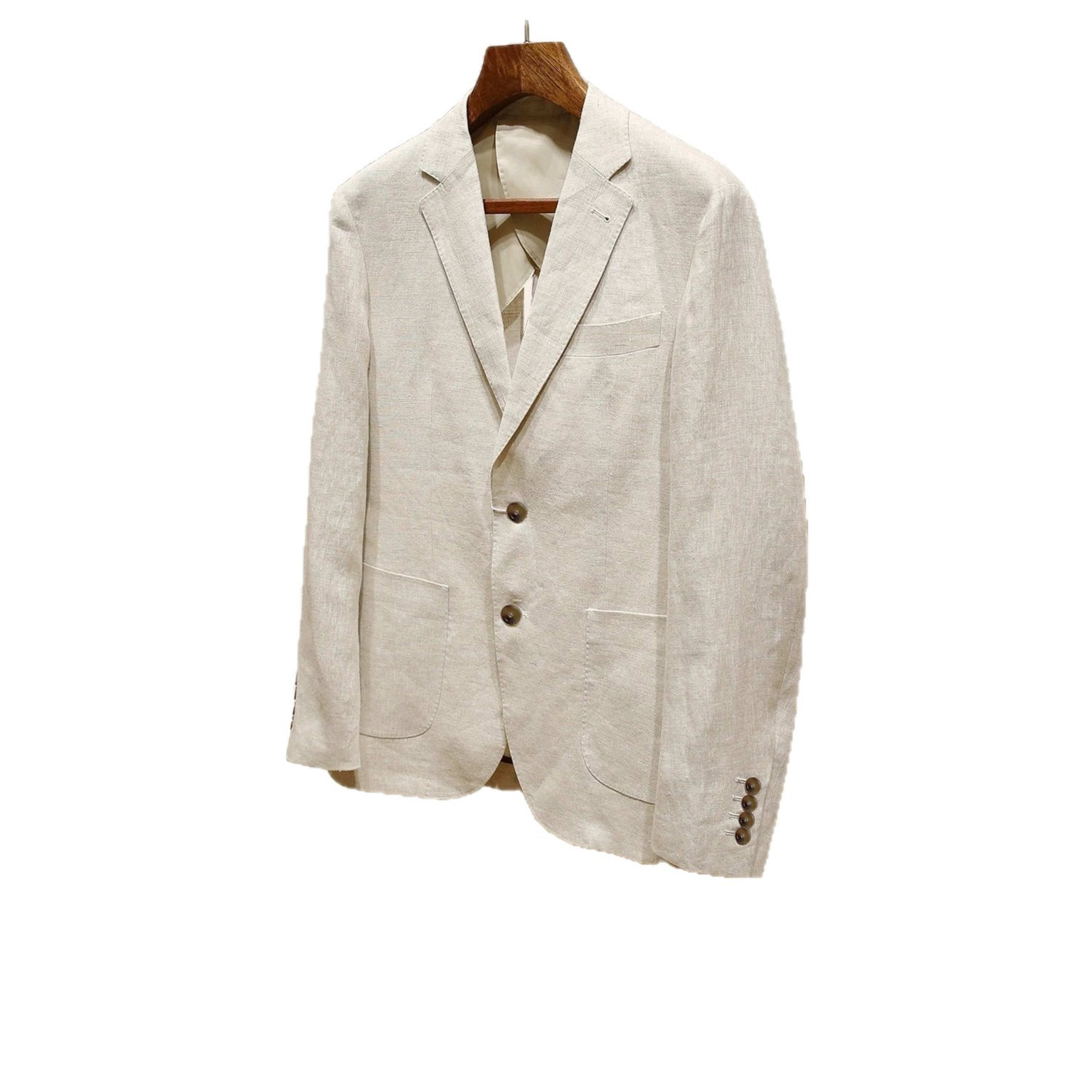 Plus-size Mens Linen Slim-fit Suit Set 4