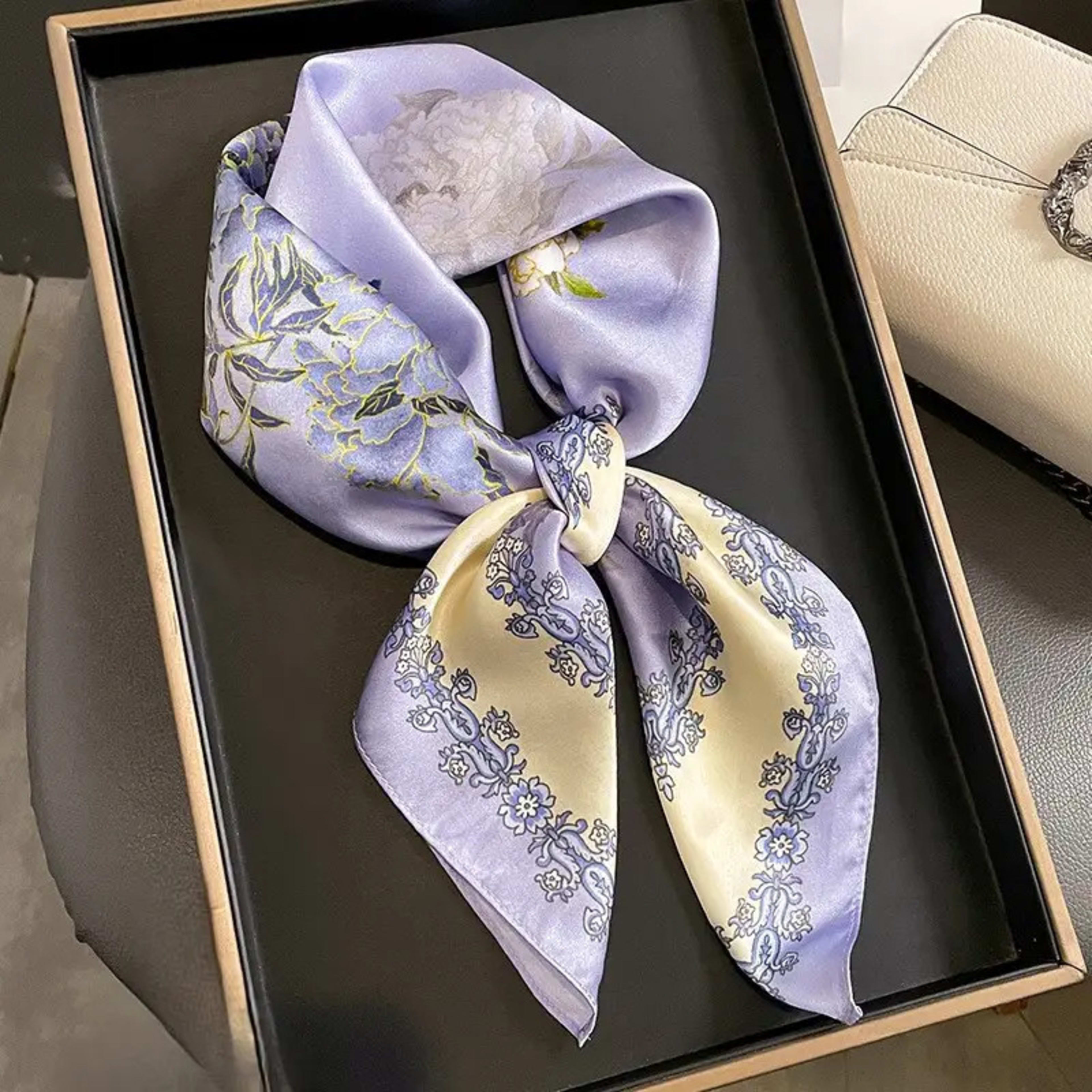 Small Scarf Vintage Printed Silk Scarf For Women 37
