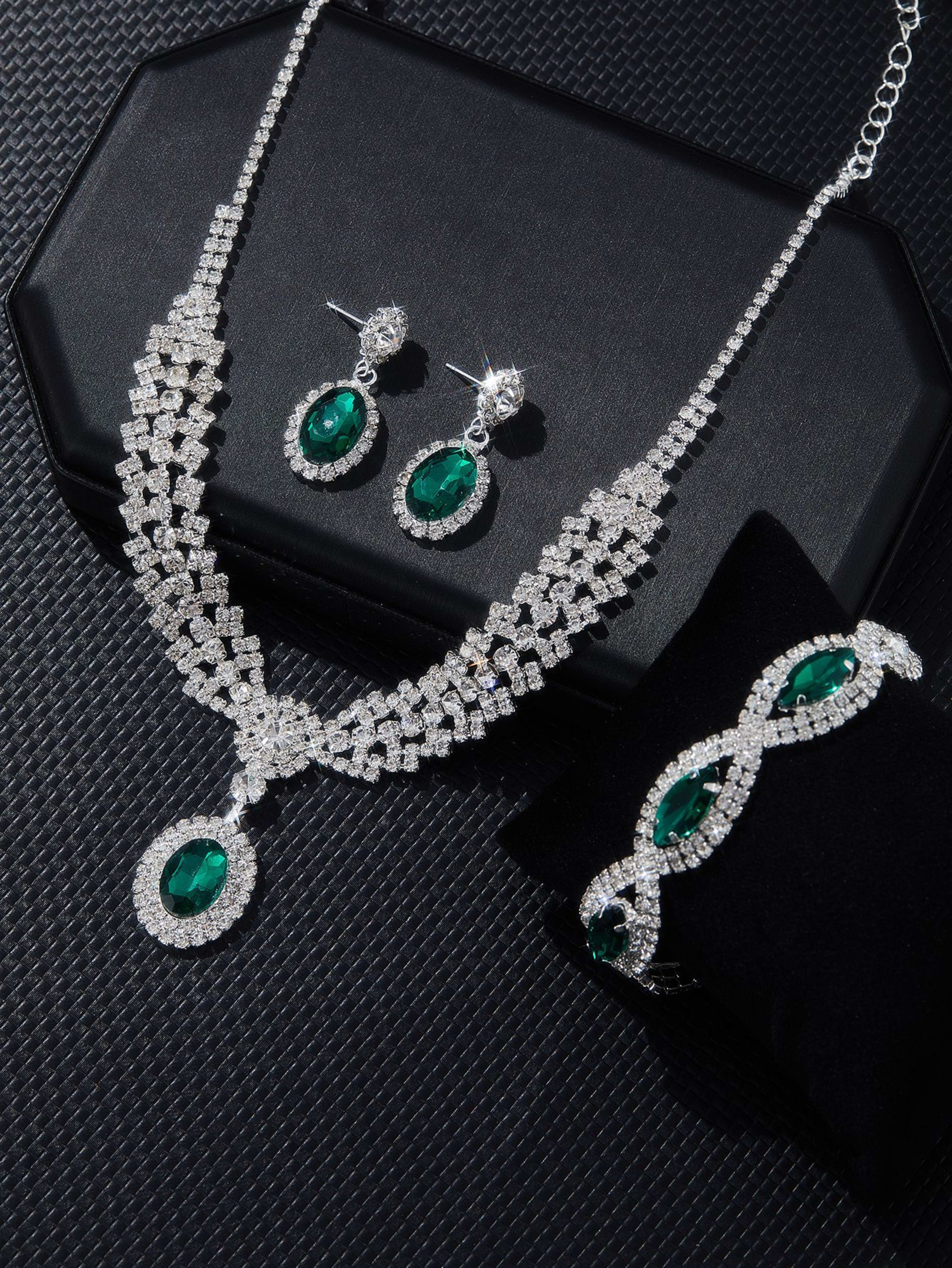 New European And American Style Elegant Luxury Sapphire Necklace Set Of Four Pieces 3
