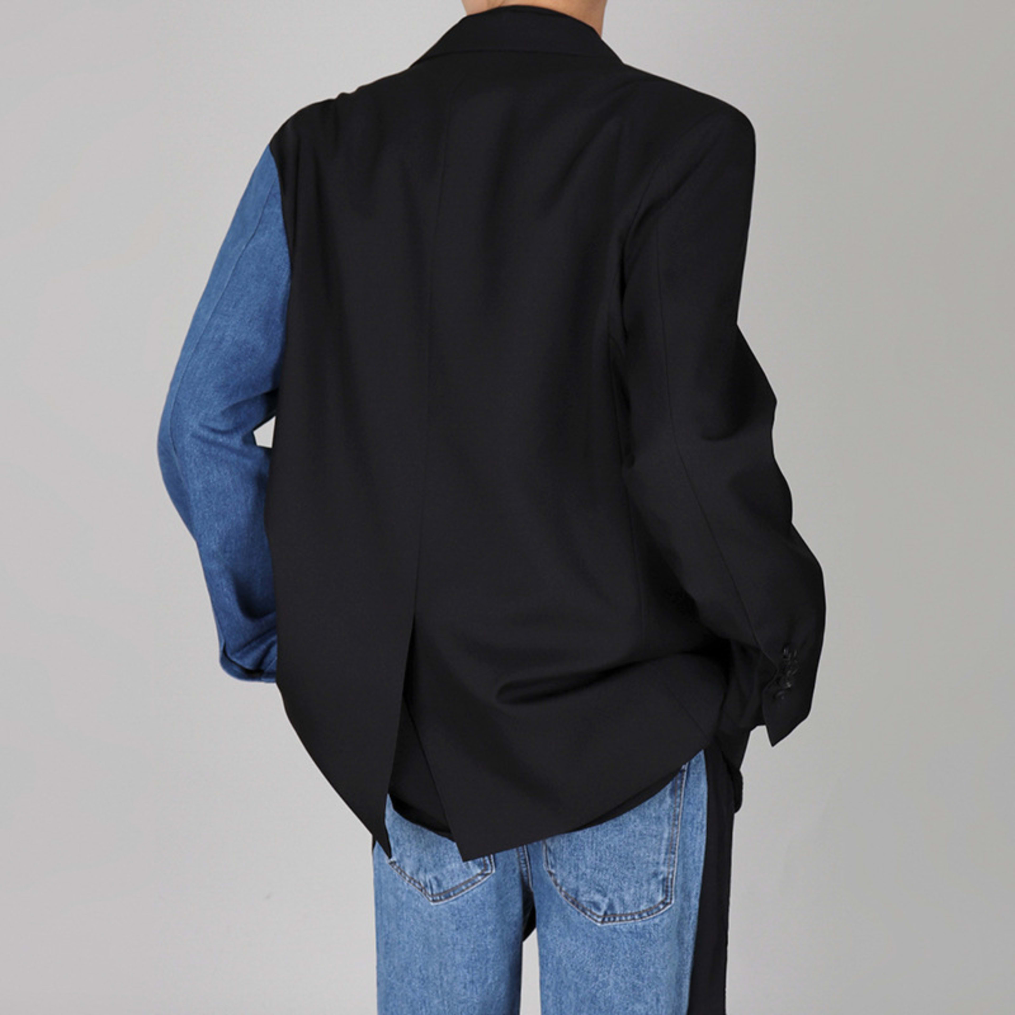 Comfortable And Versatile Denim-Panel Blazer 4
