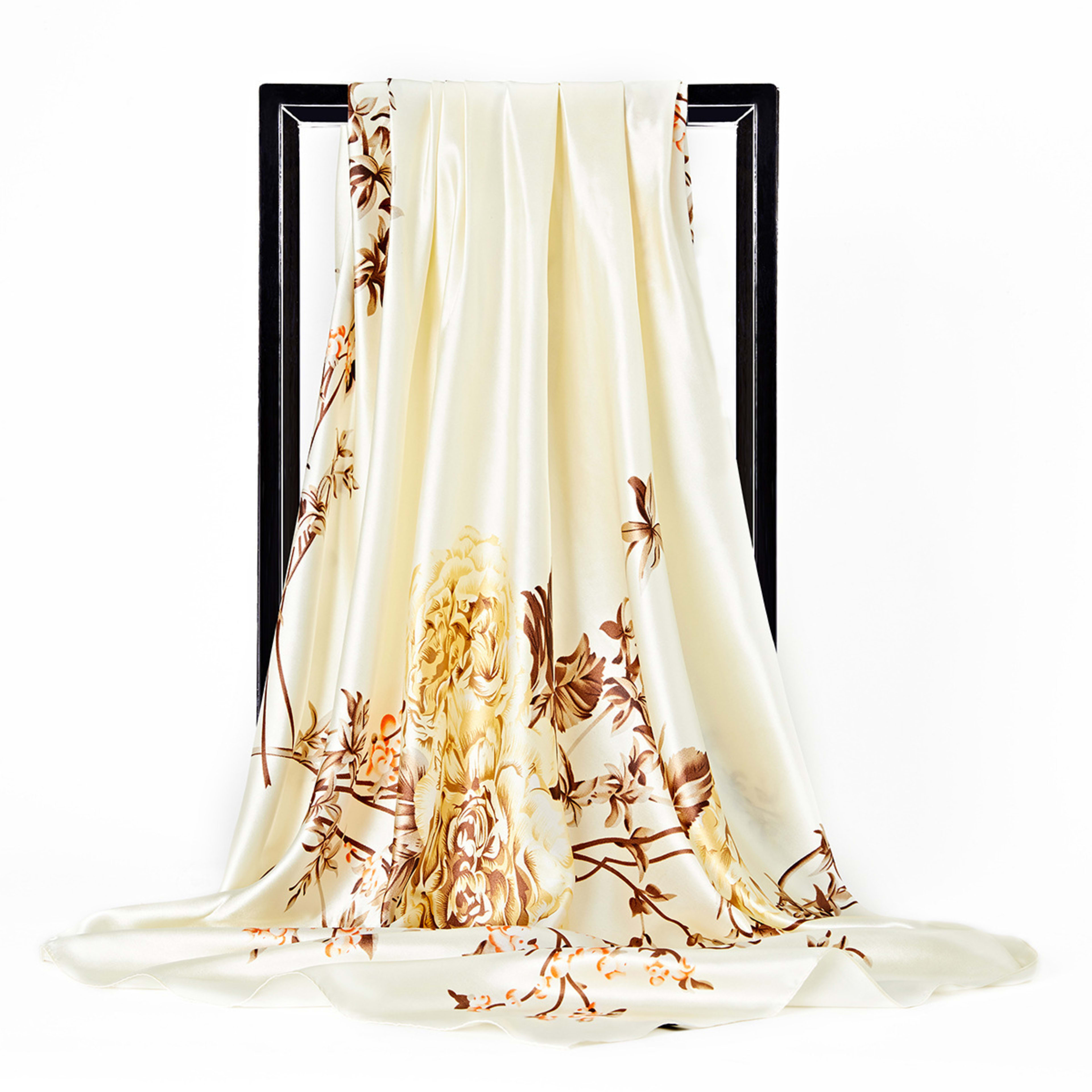 Retro Printed Silk Scarf Womens All-Match Shawl Headscarf 9