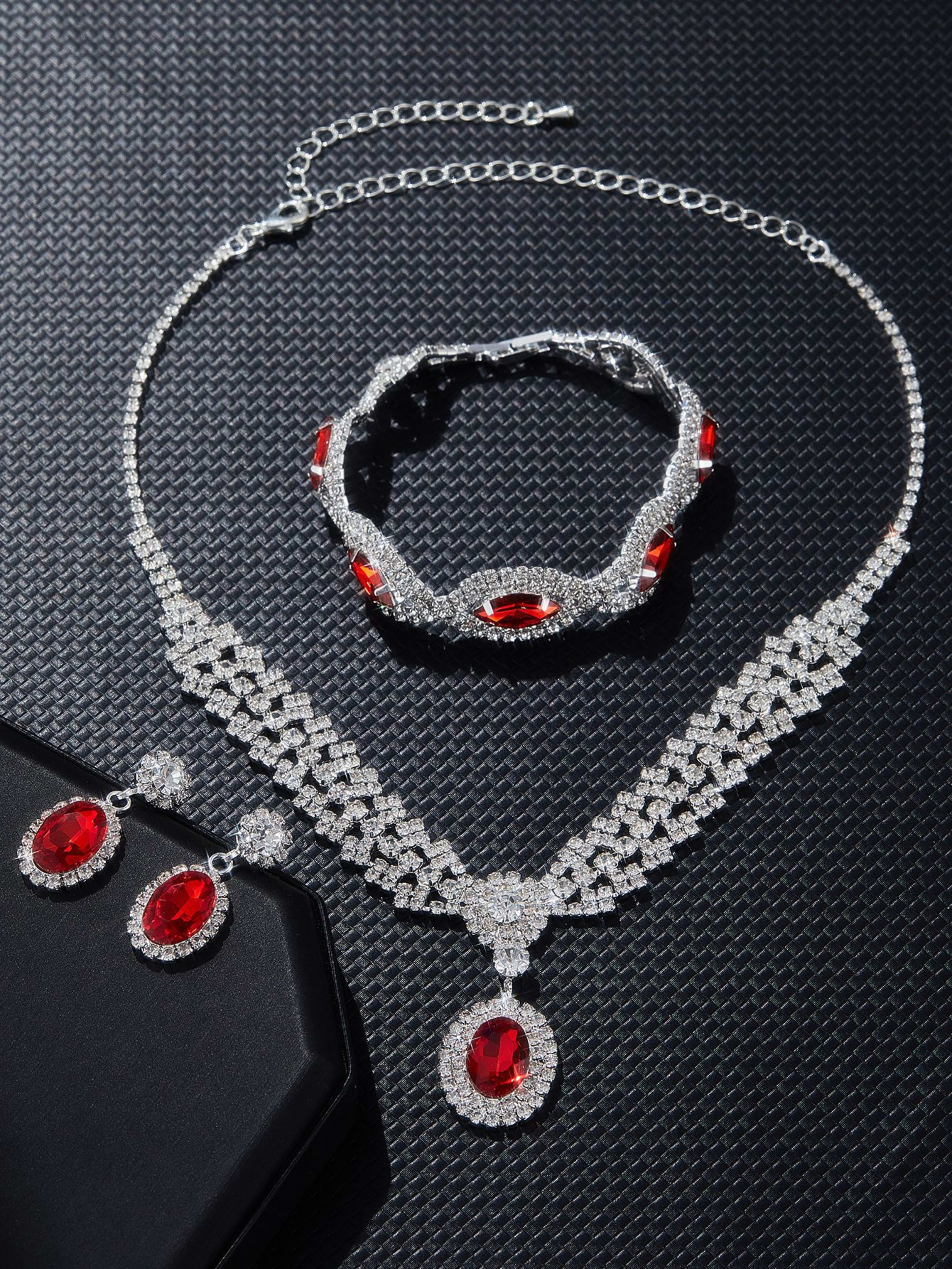New European And American Style Elegant Luxury Sapphire Necklace Set Of Four Pieces 4