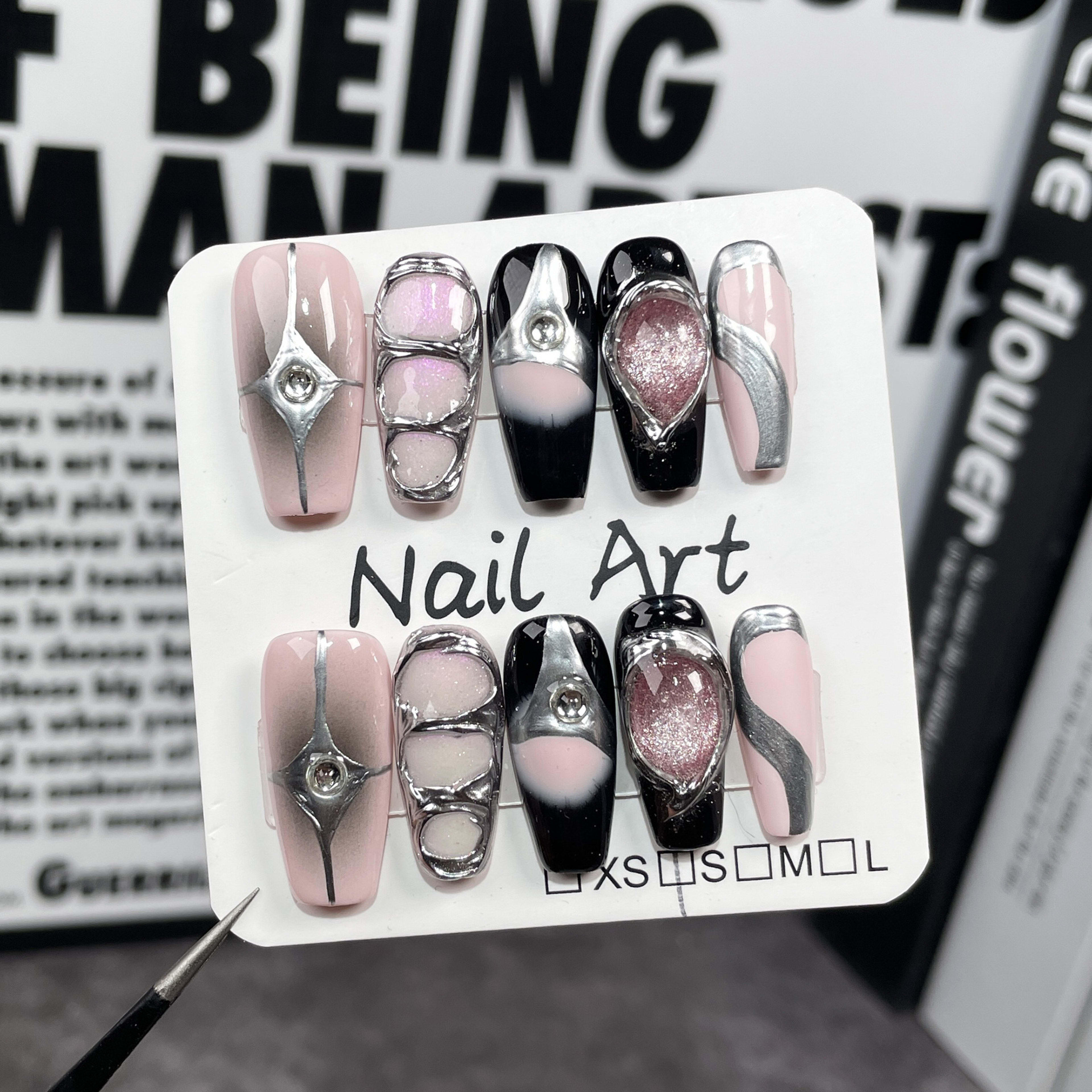 Handmade Medium-Length Nail Tips For Wearable Nails