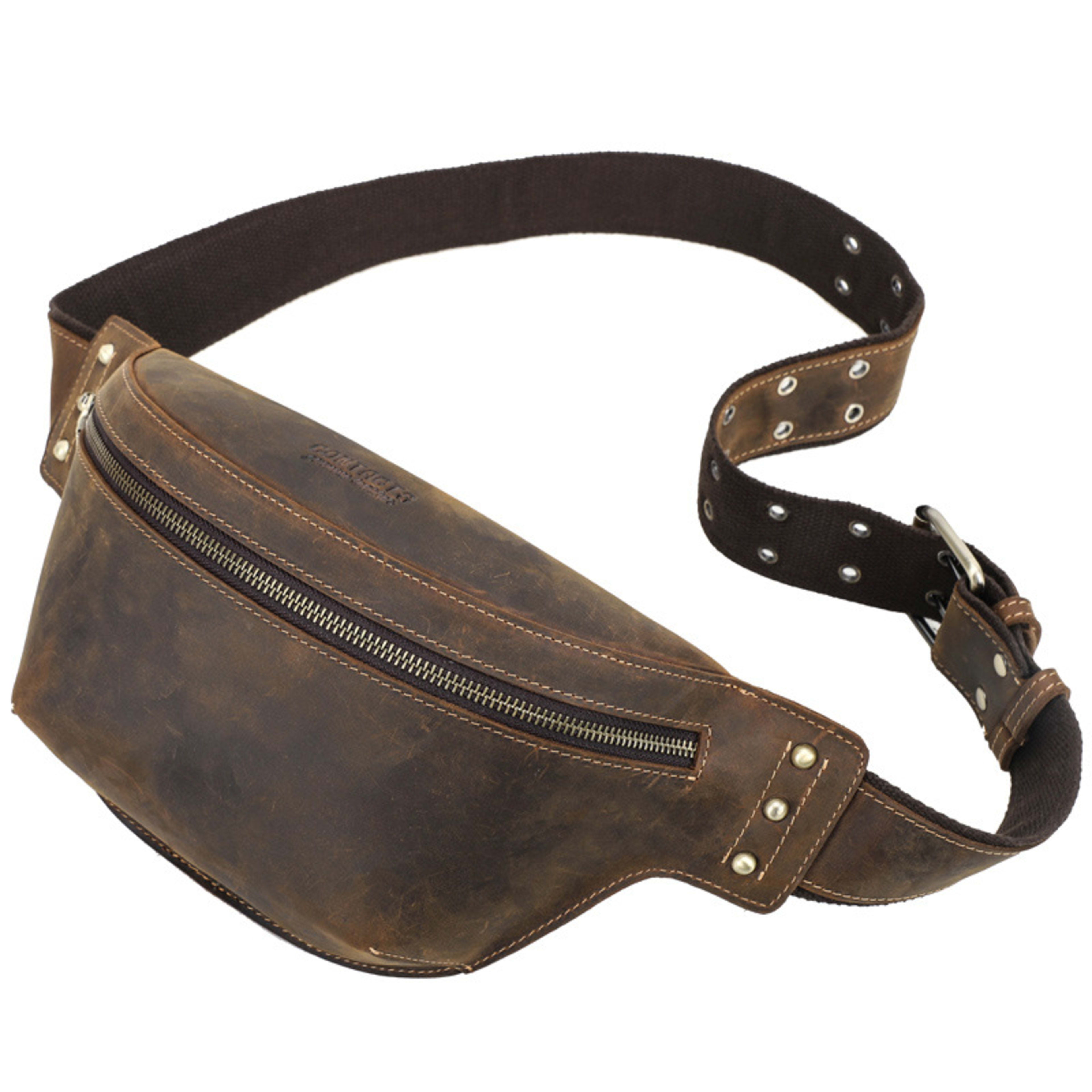 Retro Horsehide Waist Bag For Men 5