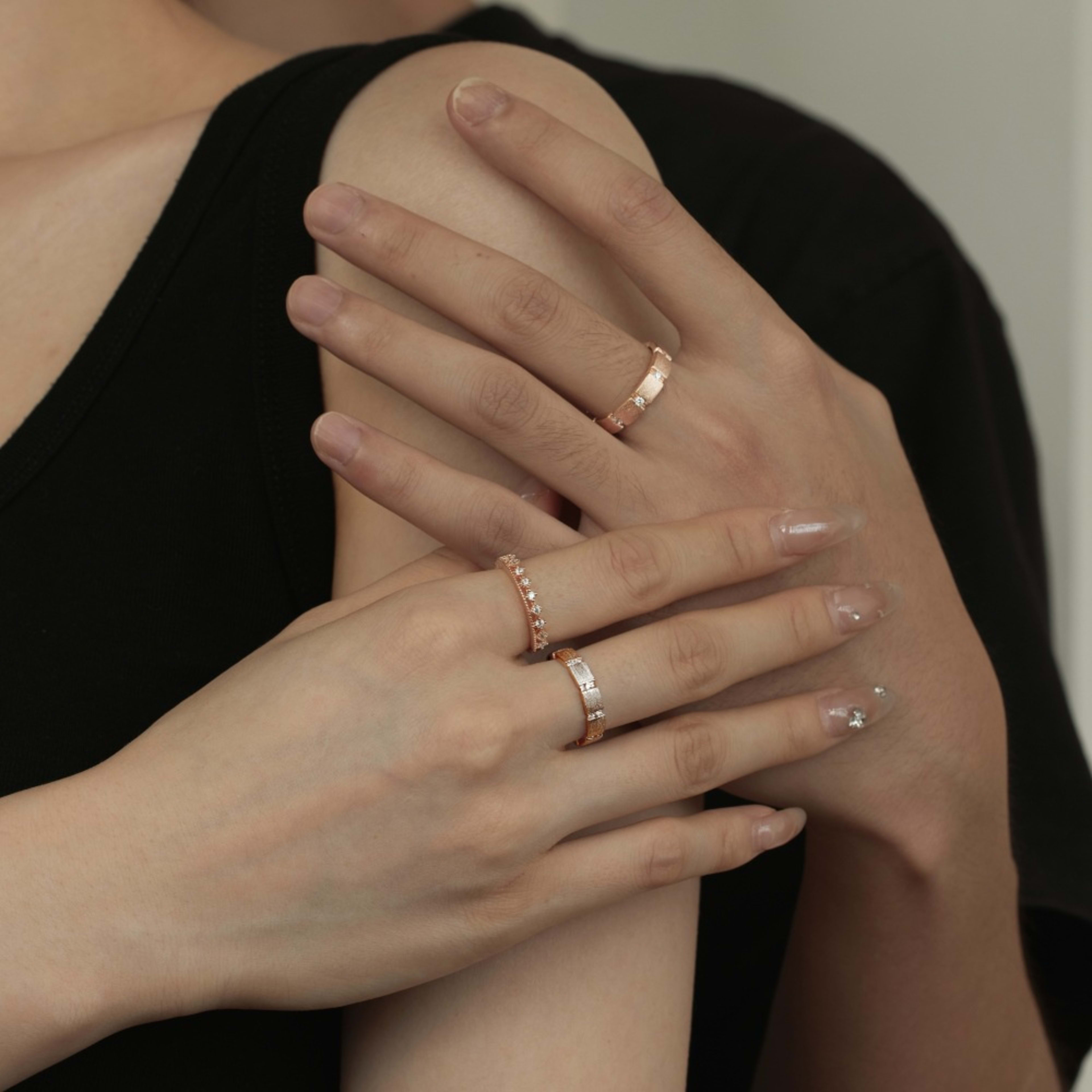 S925 Sterling Silver Men And Women Couple Rings Personality Fashion Round Zirconium Gang Drill Slim Ring Simple All-matc 8