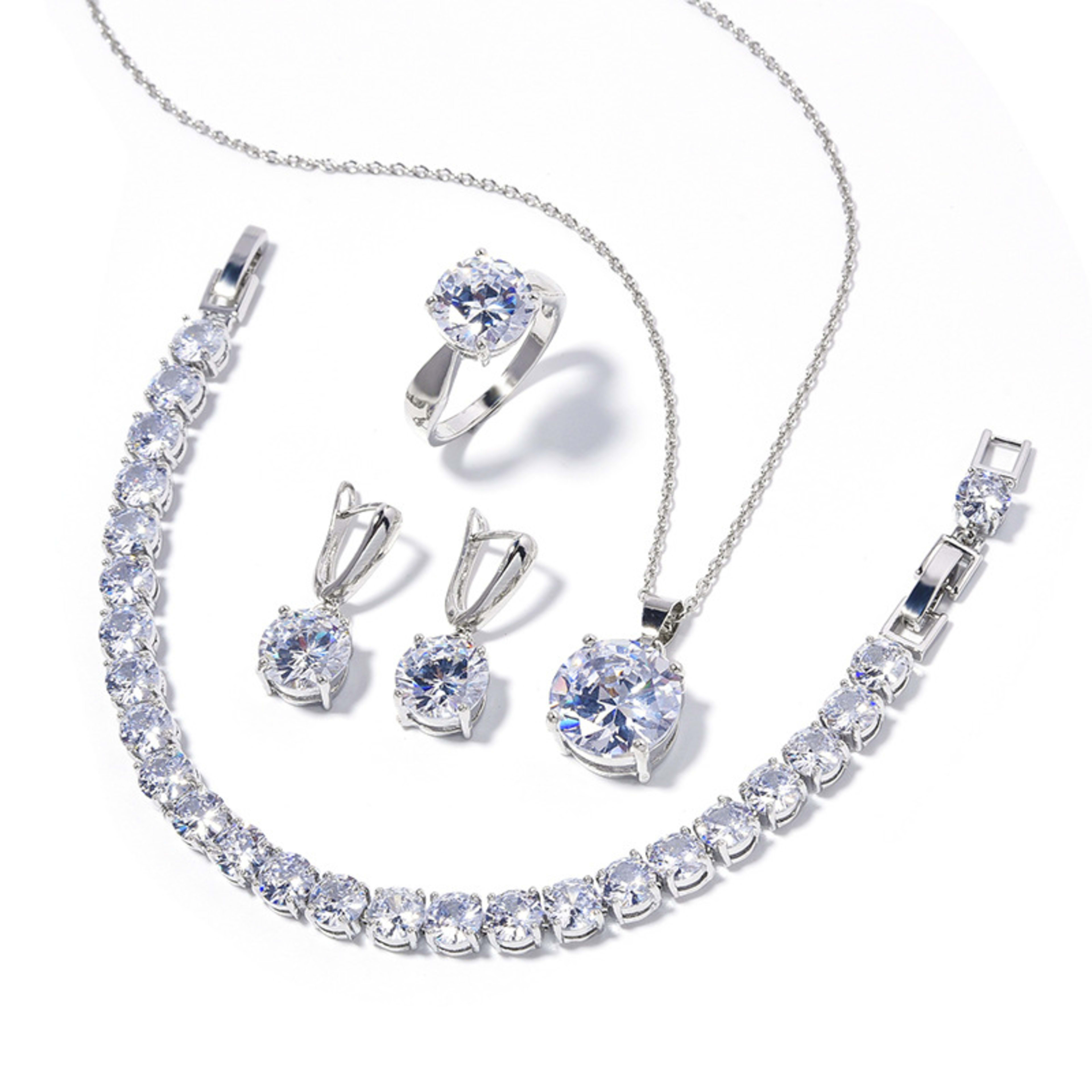 Geometric Round Earrings Ring Bracelet Necklace Ornament Suit
