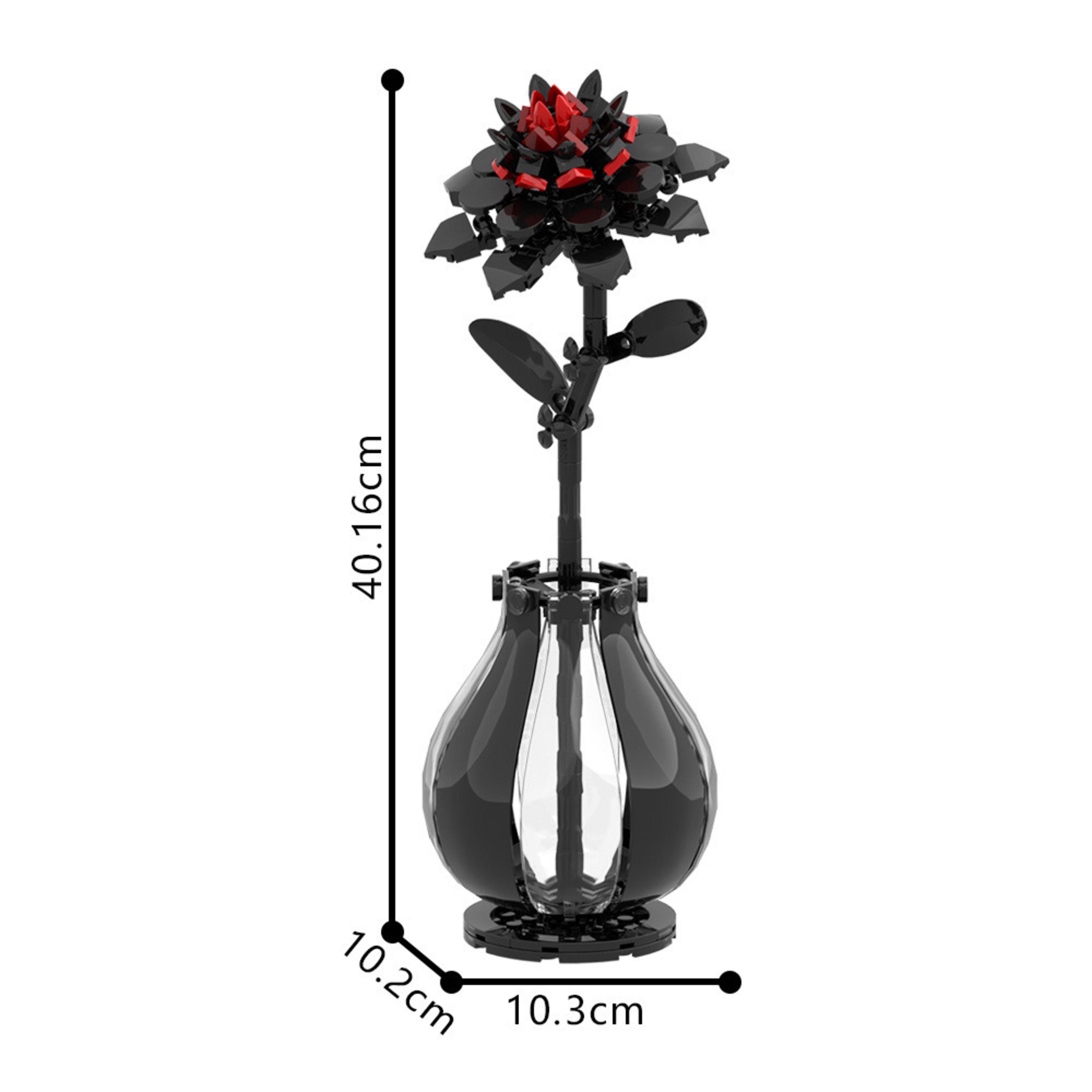 Red Dahlia Building Block Toy Creative Flower Table Decoration 3