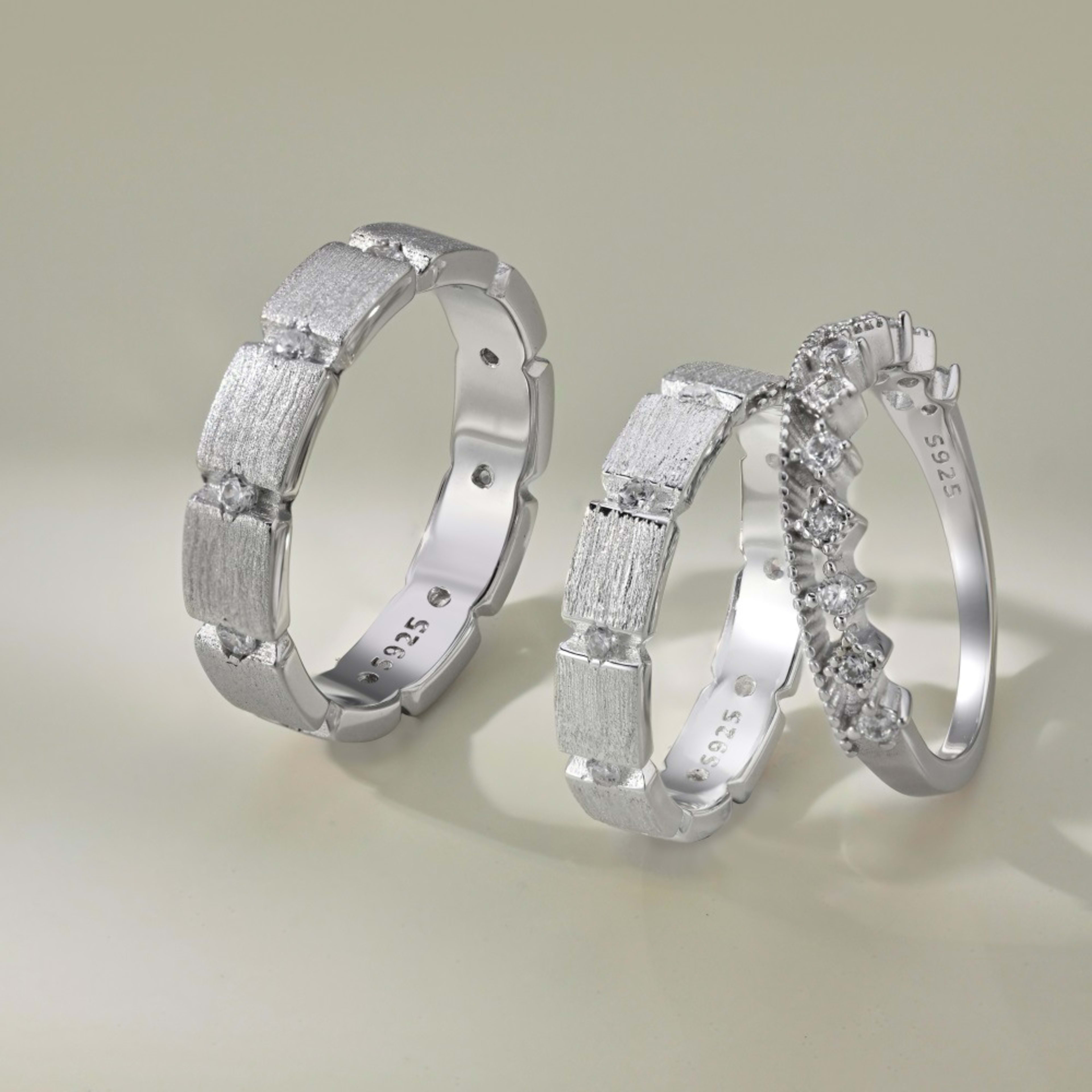 S925 Sterling Silver Men And Women Couple Rings Personality Fashion Round Zirconium Gang Drill Slim Ring Simple All-matc 7