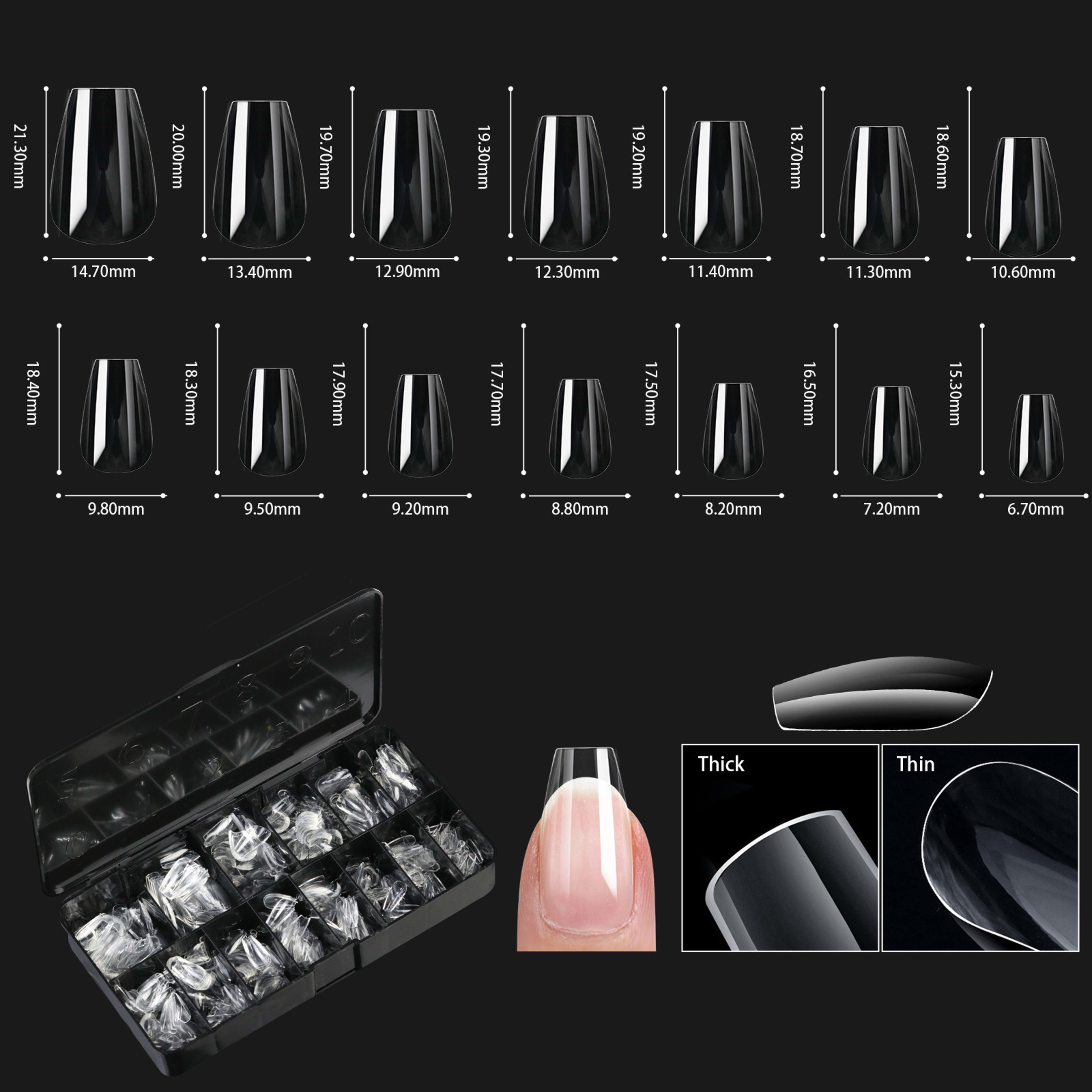 Nail Transparent Nail Tips Nail Shapes For Manicure Seamless False Nails Boxed Set 5