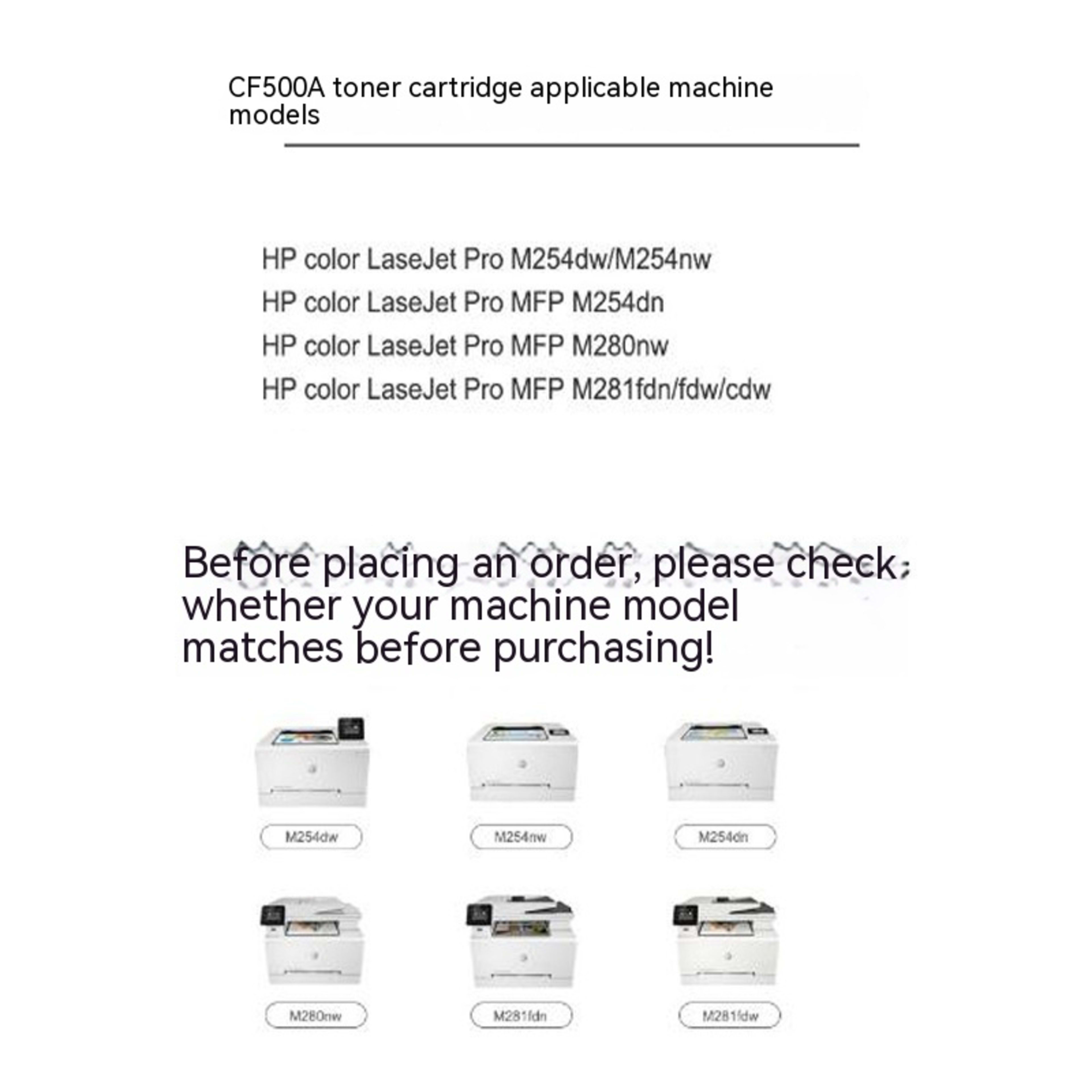 Applicable To M281fdw M280nw Toner Cartridge M254dwnw CF500A 202A Cf5 40 Toner Cartridge 7