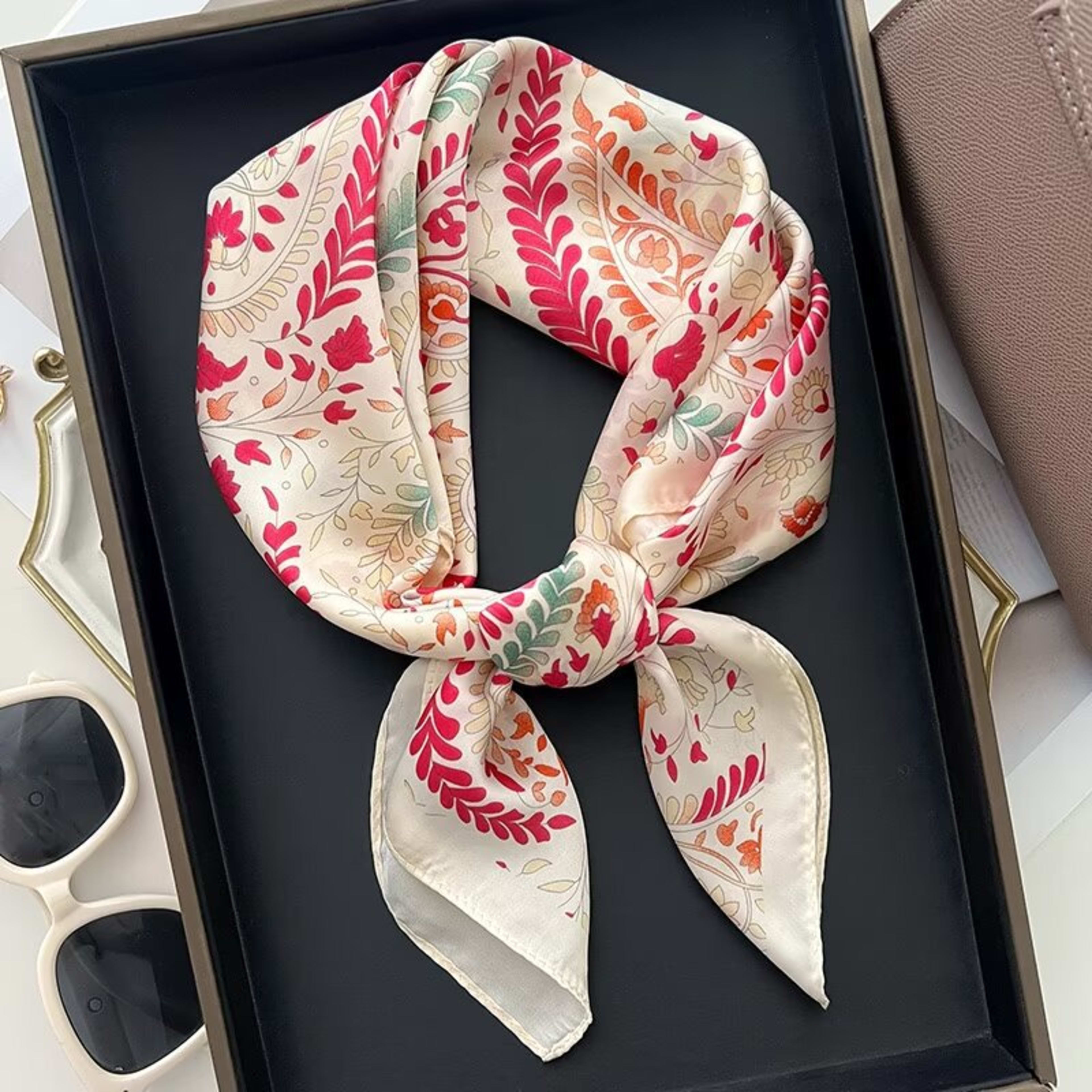 Small Scarf Vintage Printed Silk Scarf For Women 20
