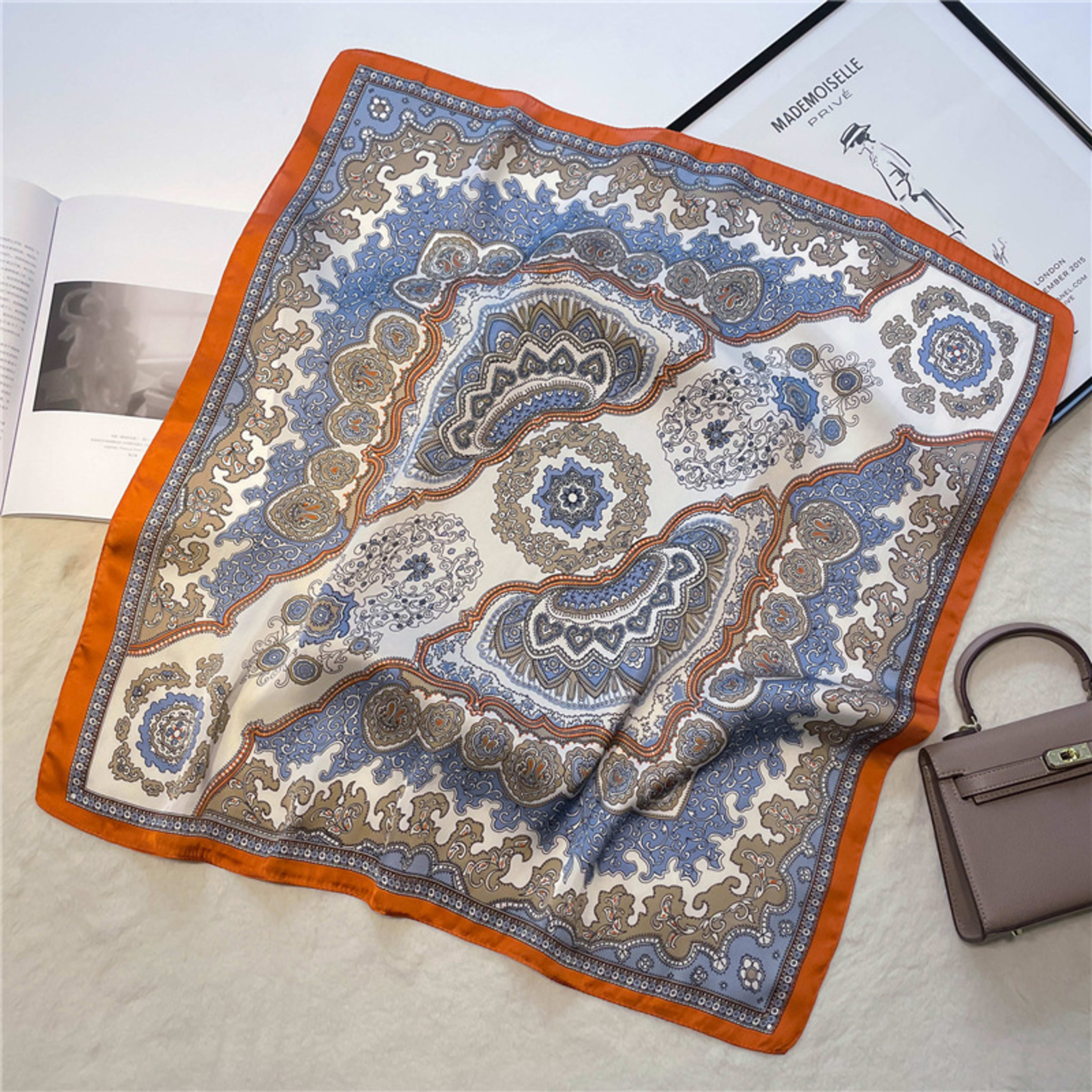 Small Scarf Vintage Printed Silk Scarf For Women 55