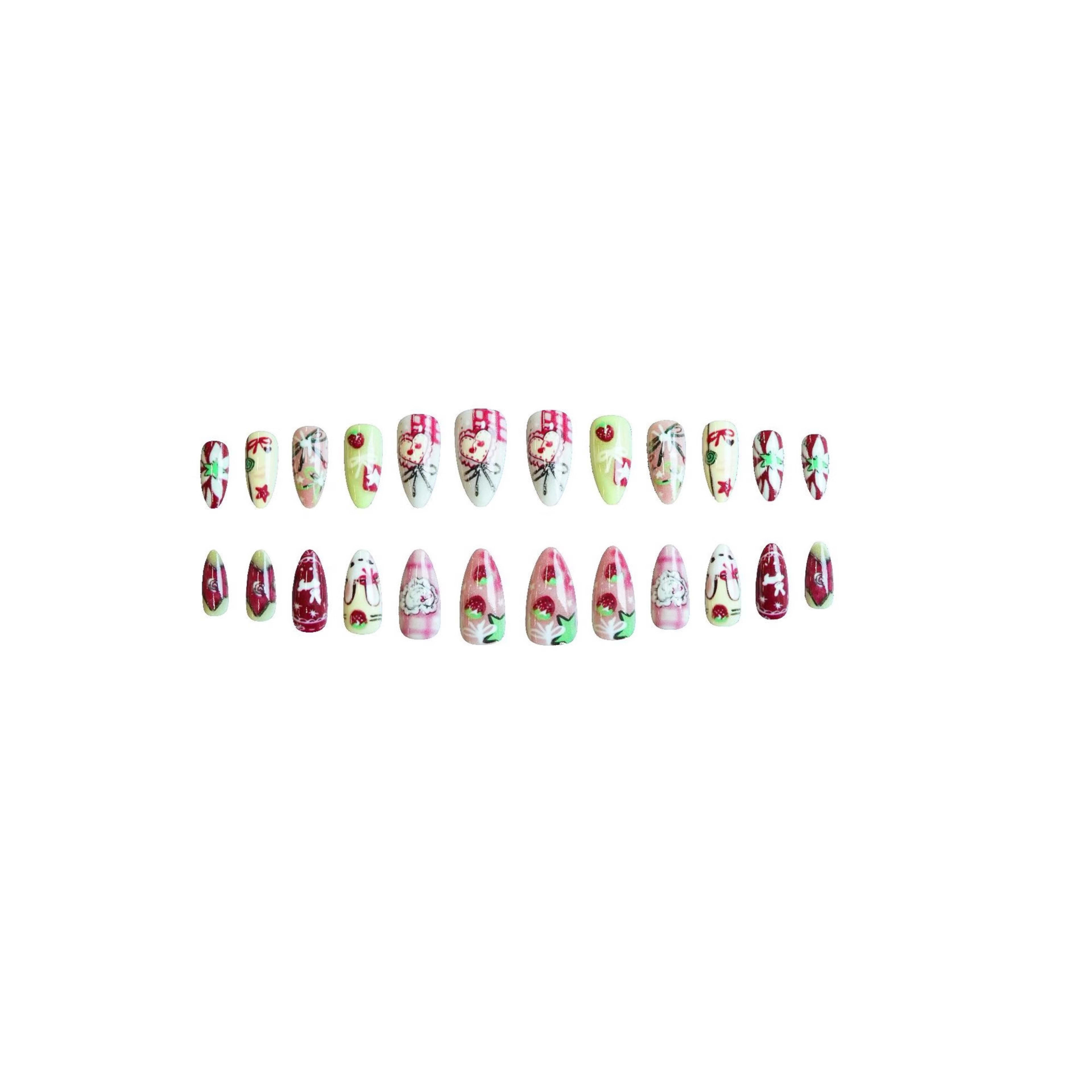 24-piece Set Of Cute Cartoon-style Fresh And Sweet Wearable Nail Tips 2