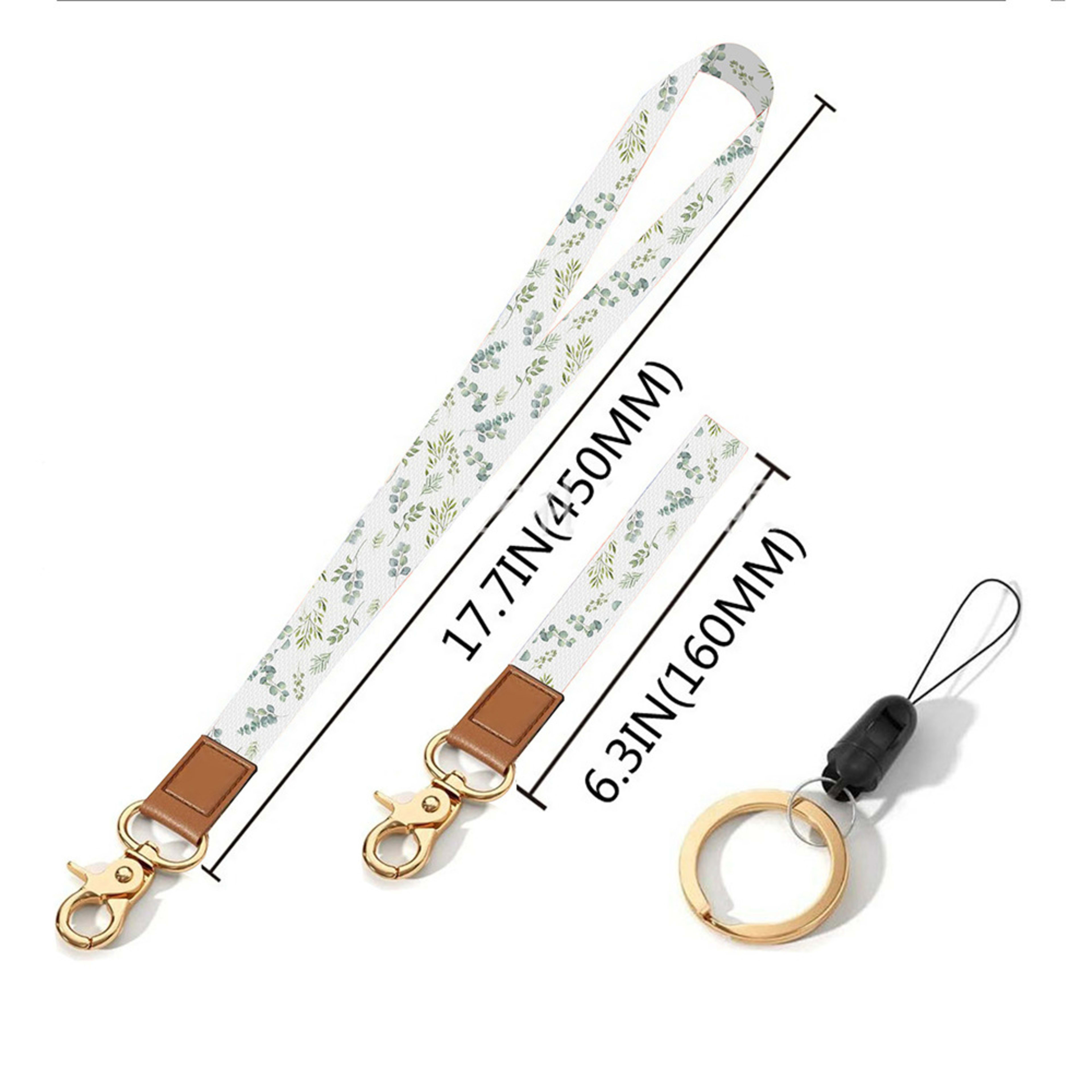 Leather-Polyester Wrist-Neck Dual-Use Keychain Lanyard 18