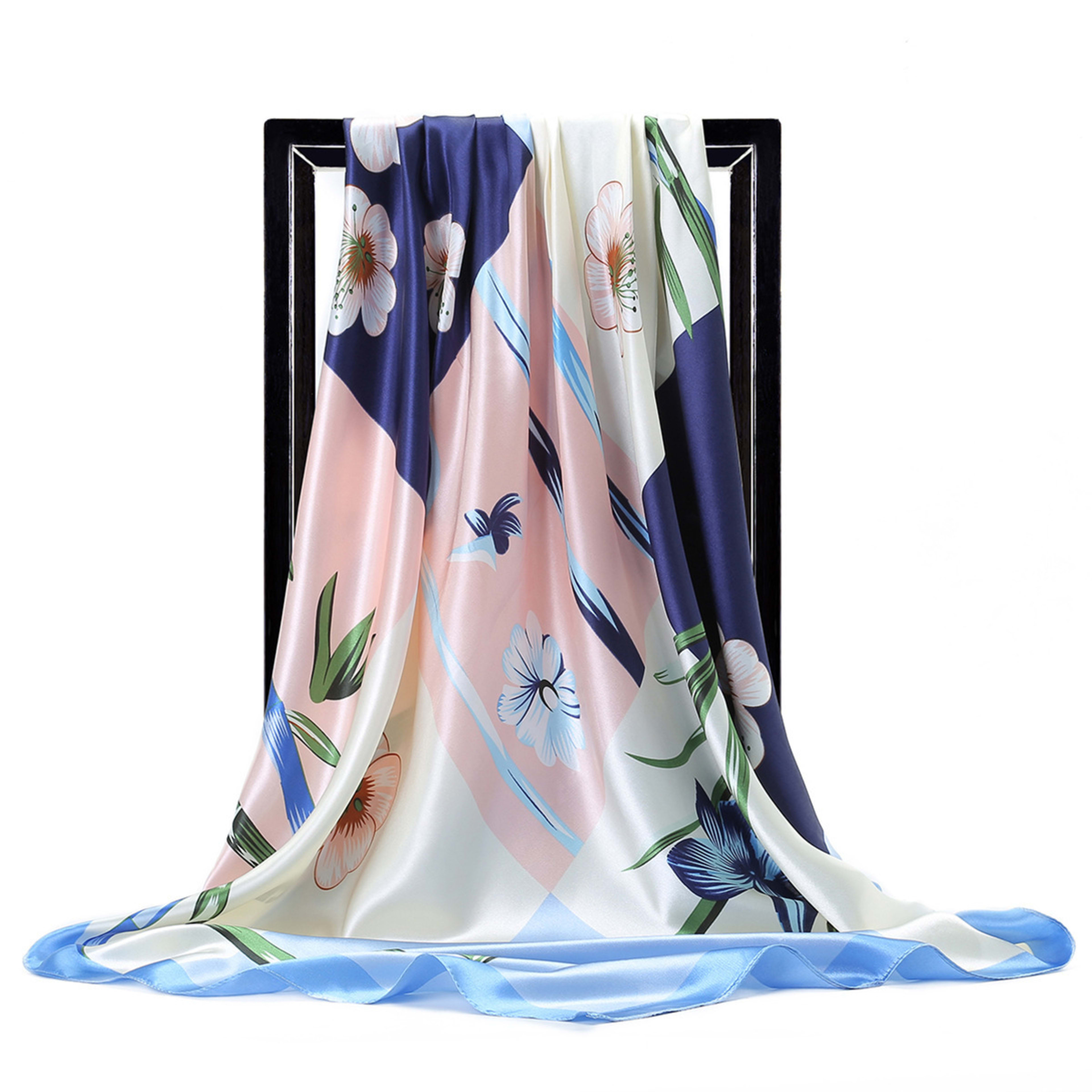 Retro Printed Silk Scarf Womens All-Match Shawl Headscarf 25