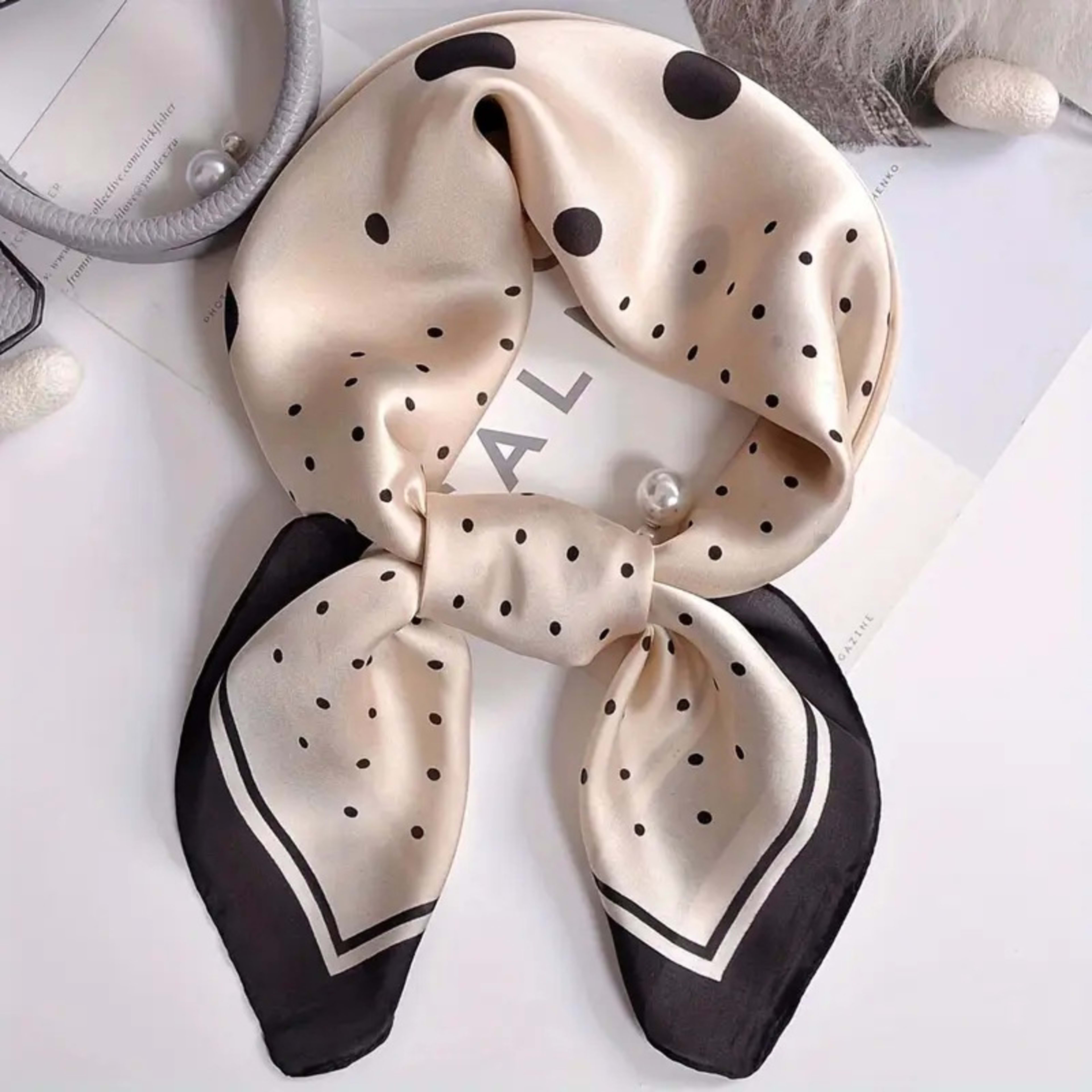 Small Scarf Vintage Printed Silk Scarf For Women 89