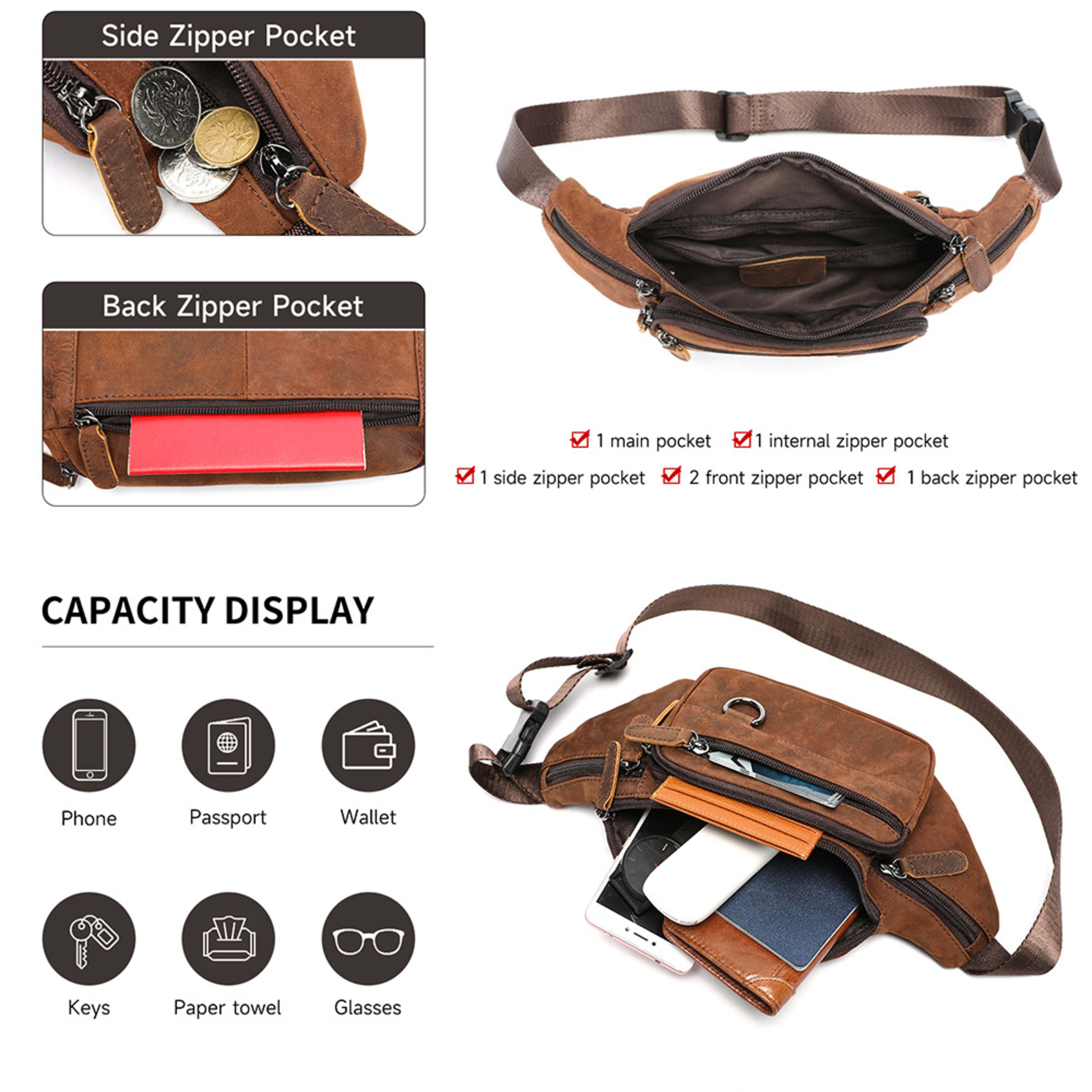 Multifunctional Mens ShoulderCrossbody Waist Bag 24