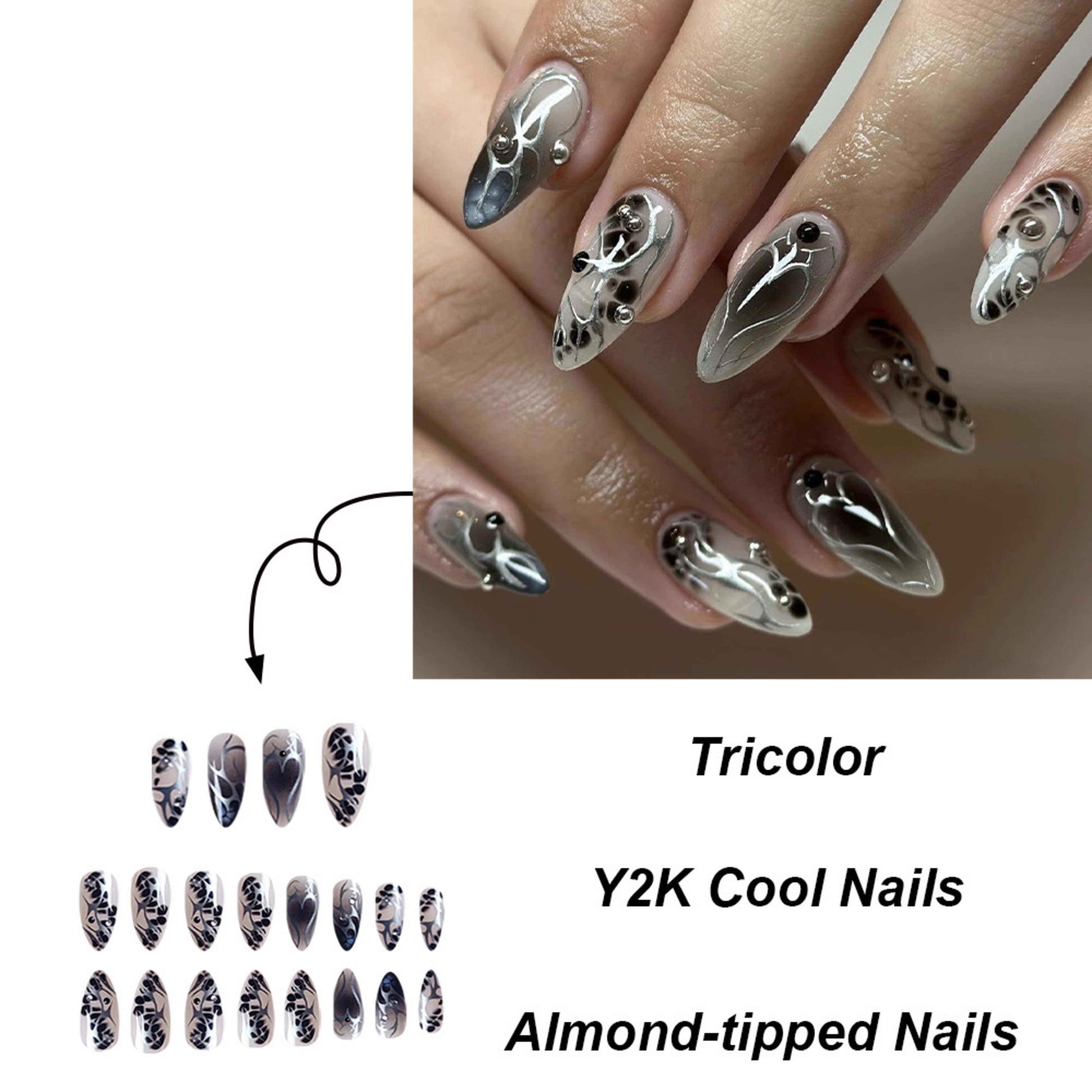 Almond Nail Patch Removable Finished Product 2