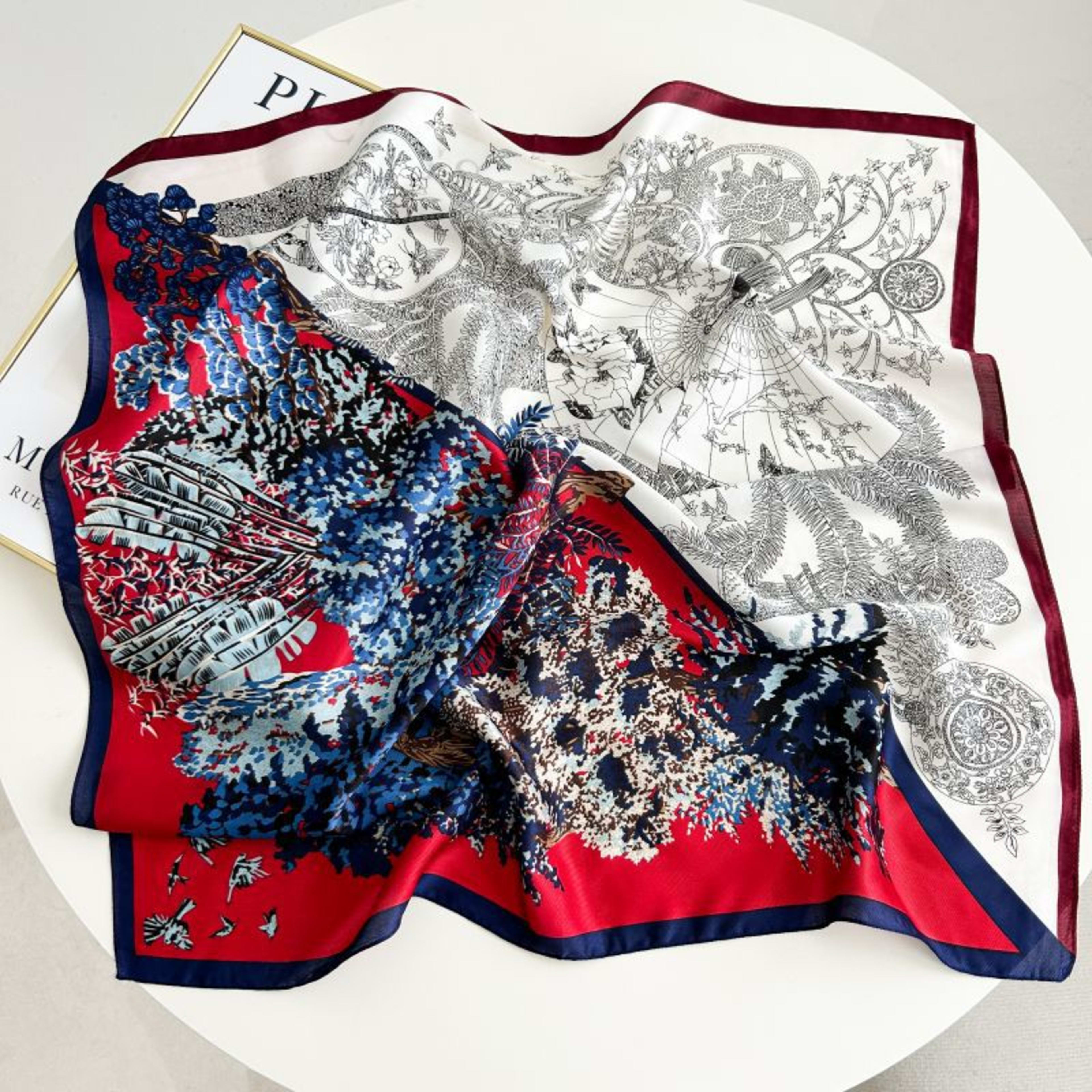 New High-end Twill Silk-look Square Scarf 1