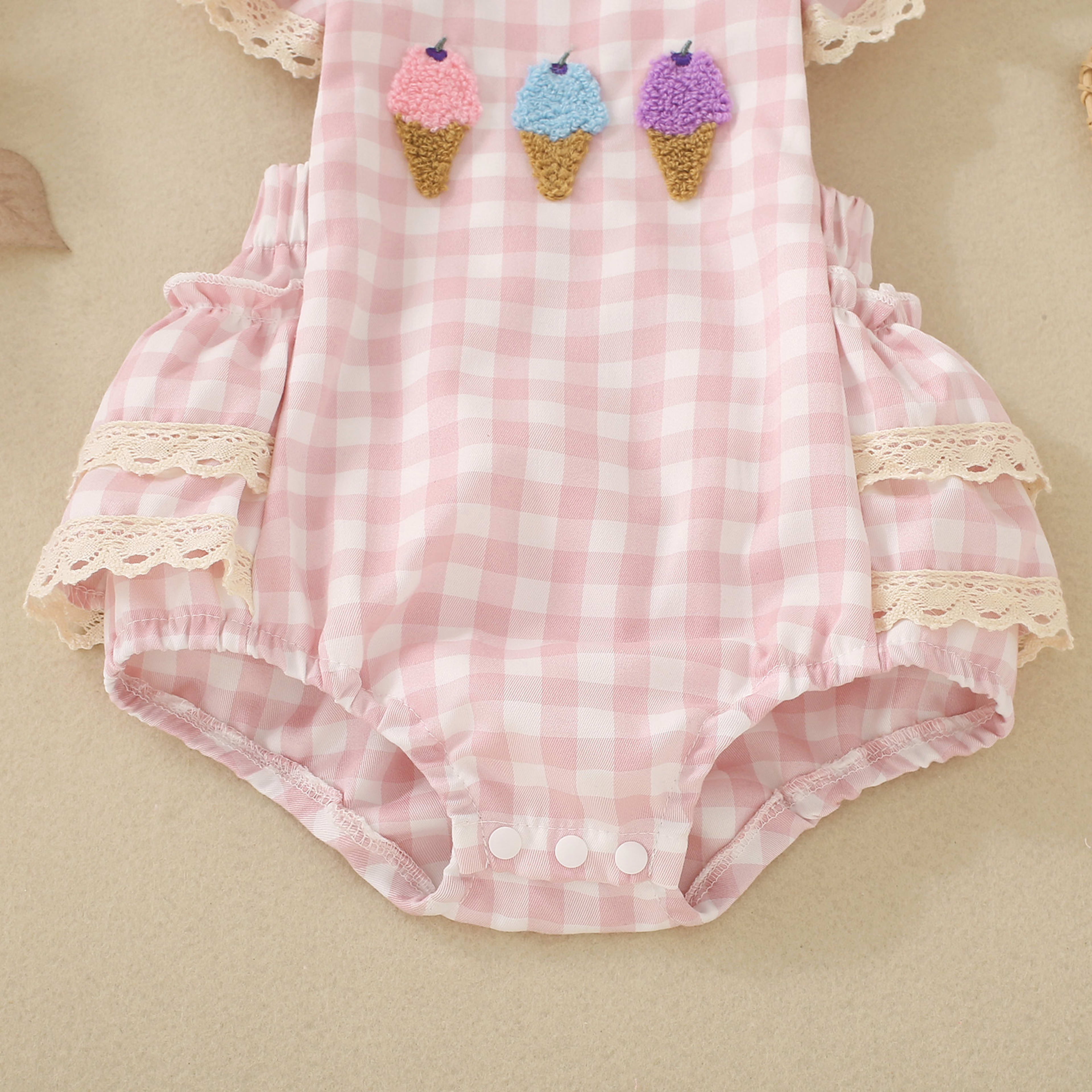 Summer Strap Jumpsuit Plaid Girls Romper 5