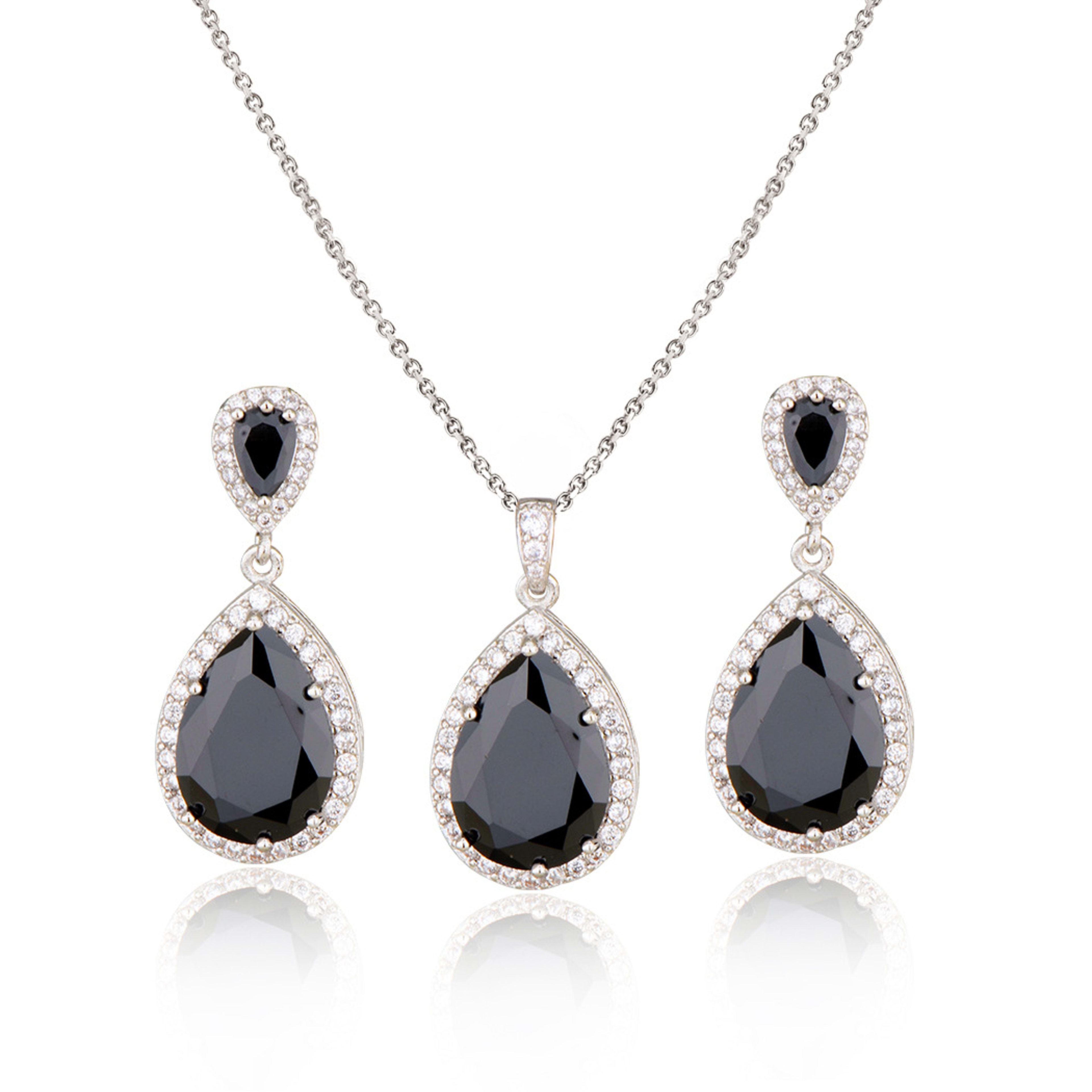 Bright Big Zircon Water Drops Necklace Eardrops Suit Bride Wedding Jewelry Simple Graceful 15