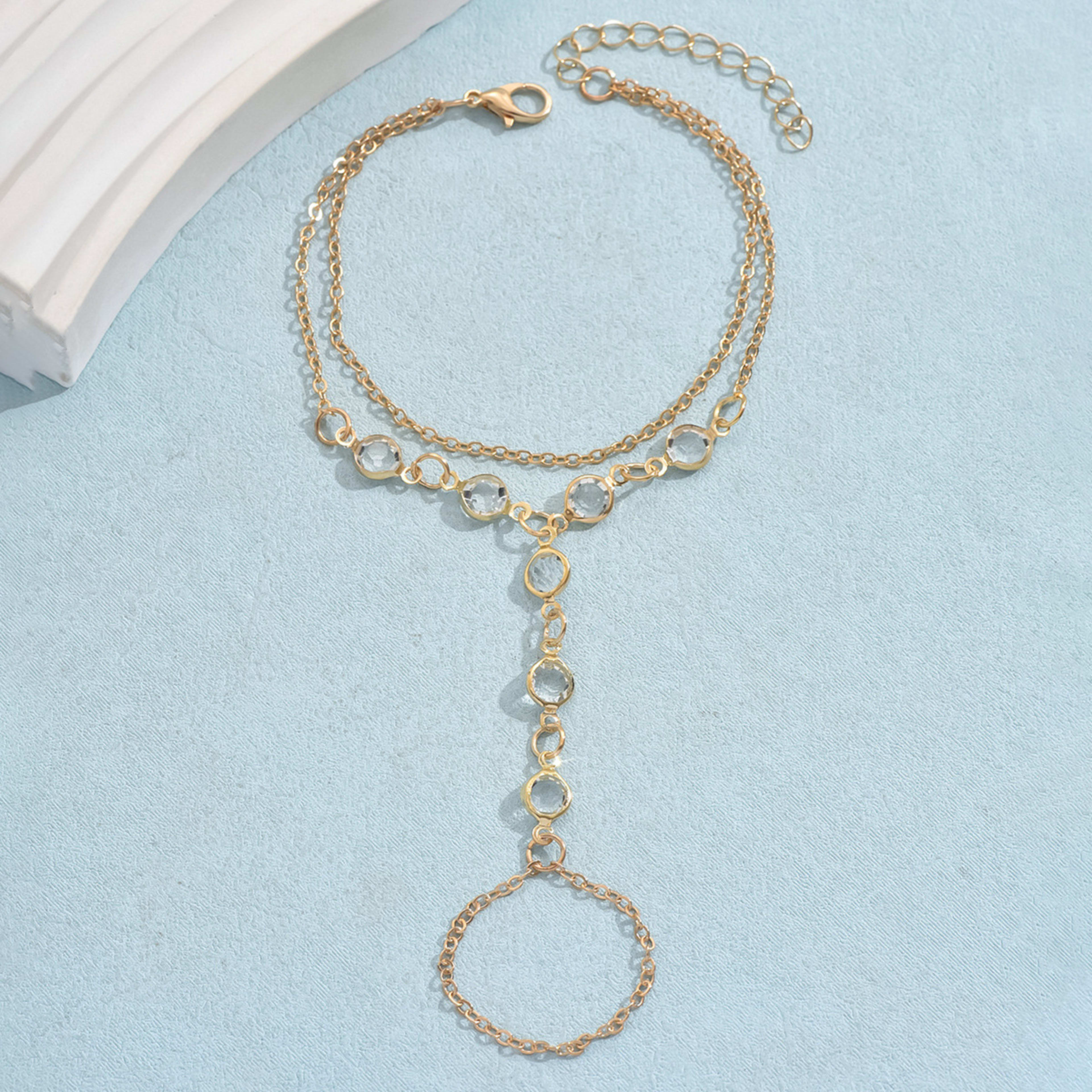 European And American Fashion Minimalist Bracelet Ring Crystal Luxury Mitten-type Bracelet Cross-border Hot Selling Jewe