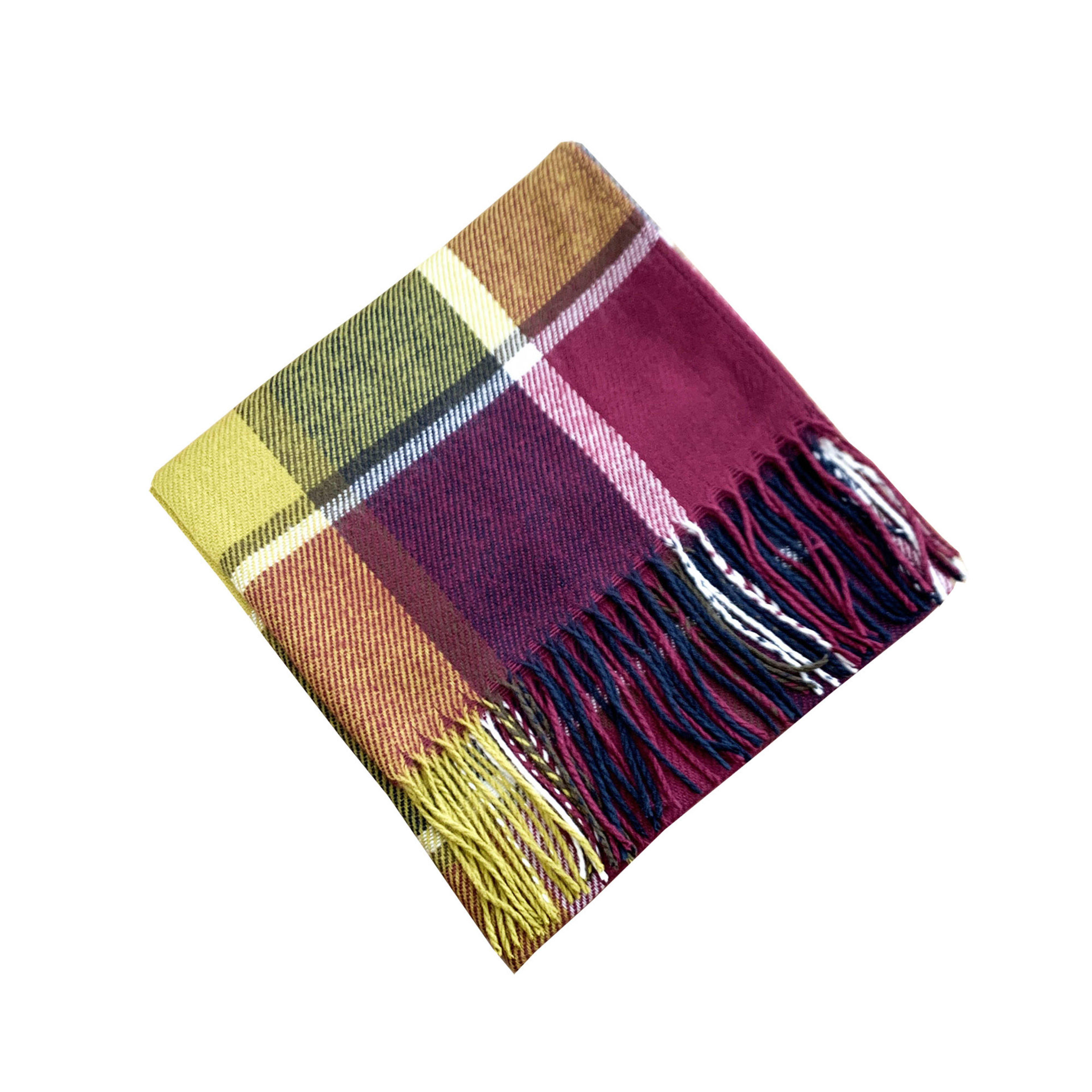 British-style Mens And Womens Couple Tassel Scarf With Large Plaid Pattern 17