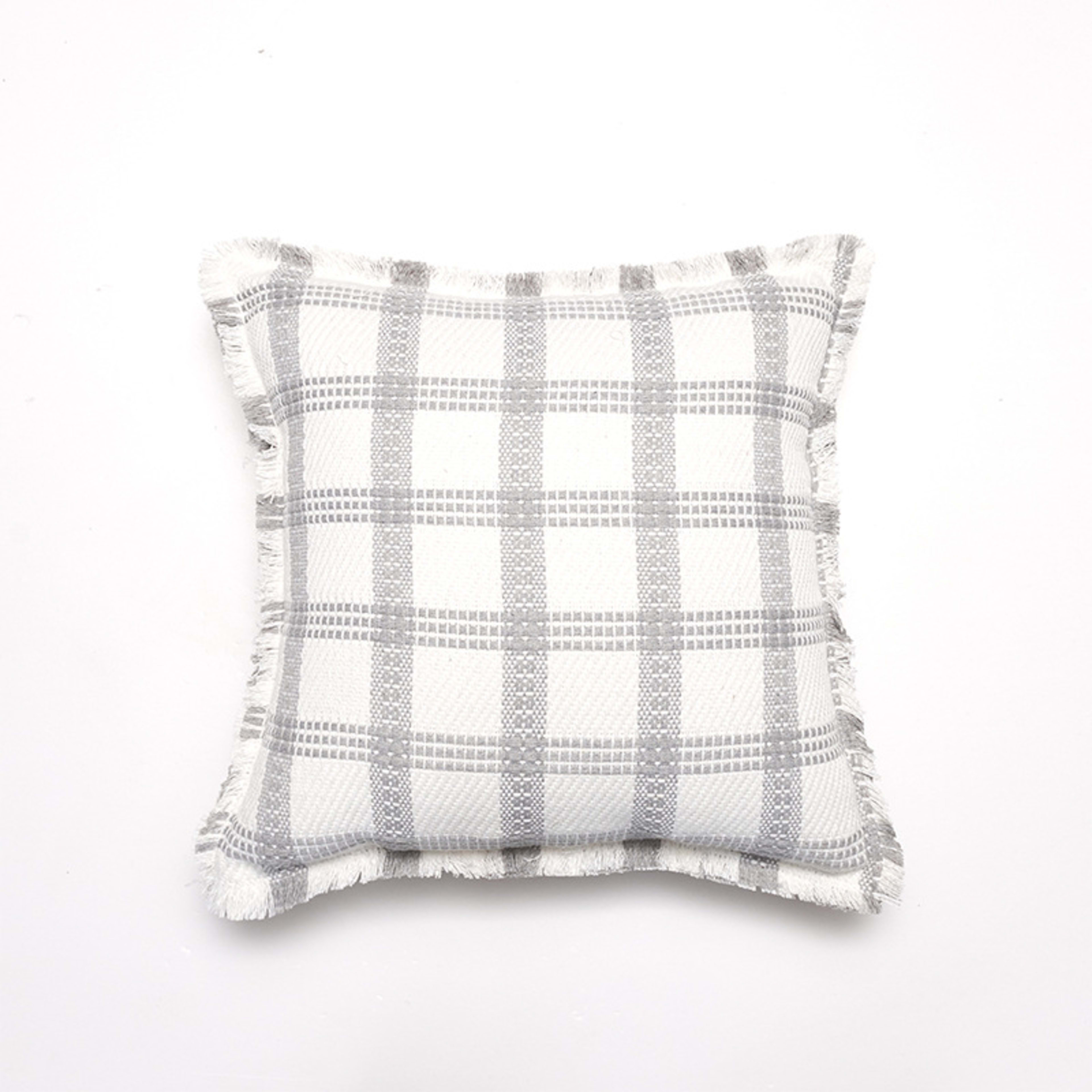 New Chanel-style Polyester-cotton Plaid Throw Pillow Cover With Tassel Trim 4