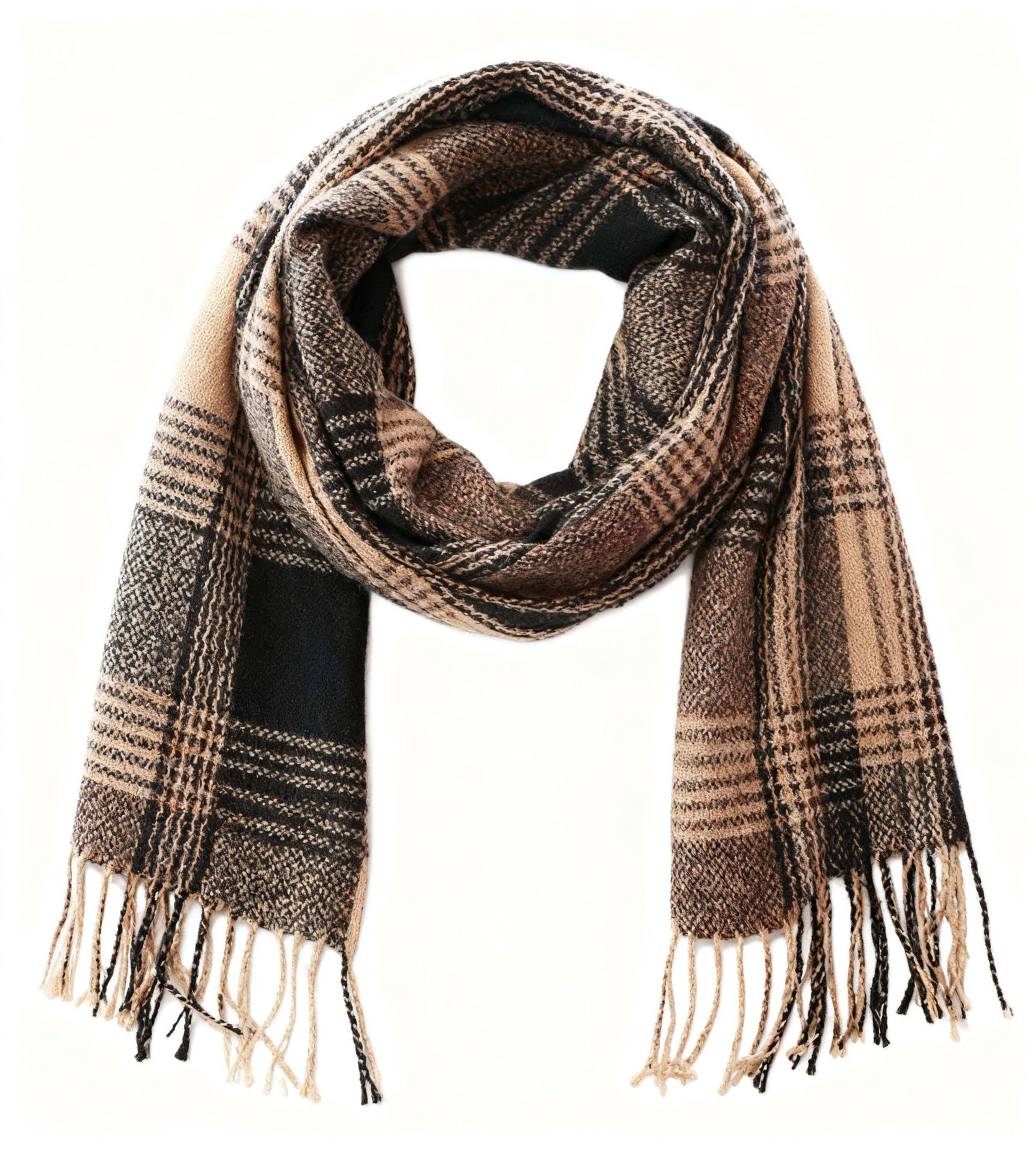 British-style Mens And Womens Couple Tassel Scarf With Large Plaid Pattern 36