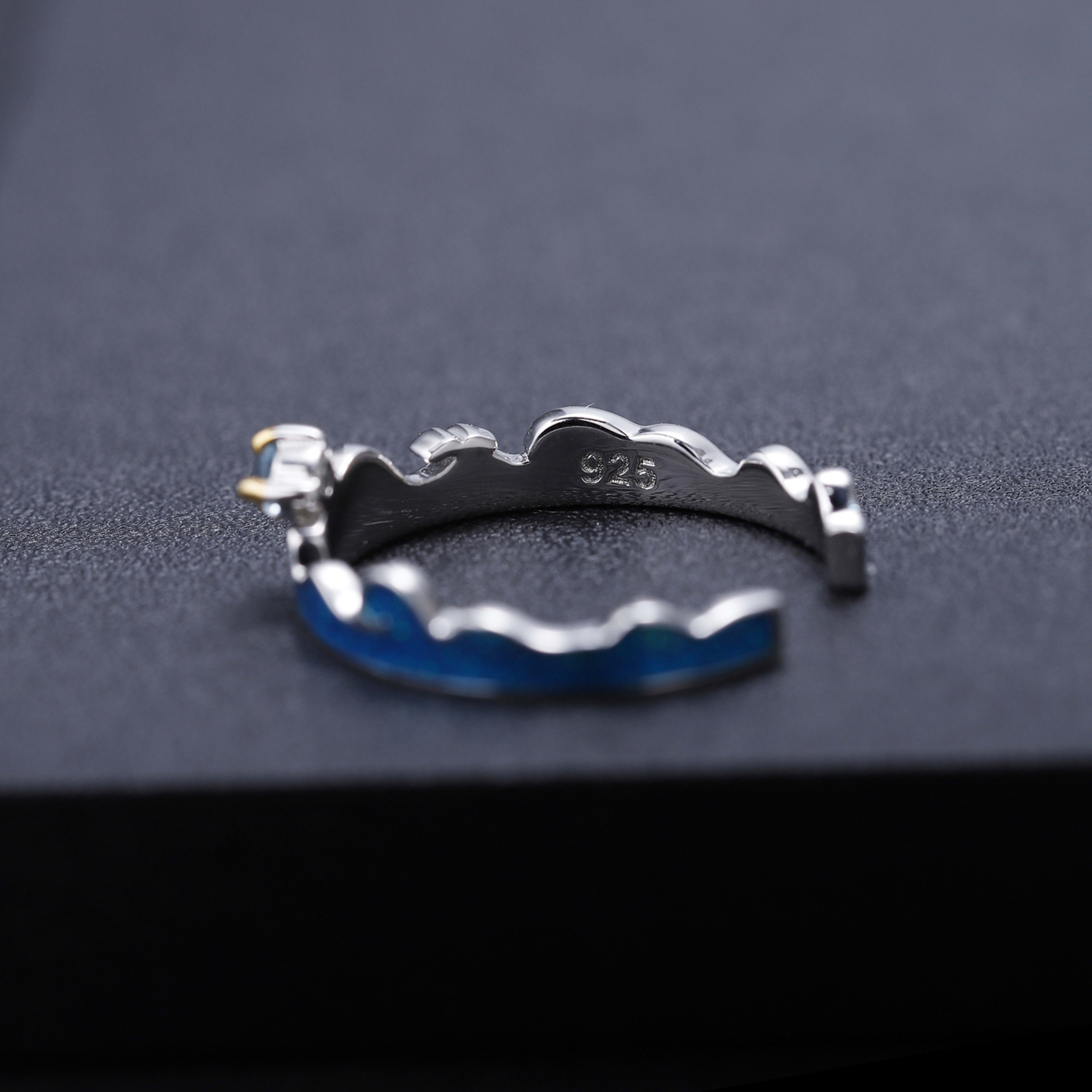 925 Silver Ring Inlaid With Swiss Blue Topaz Exuding Elegance And Sophistication 6