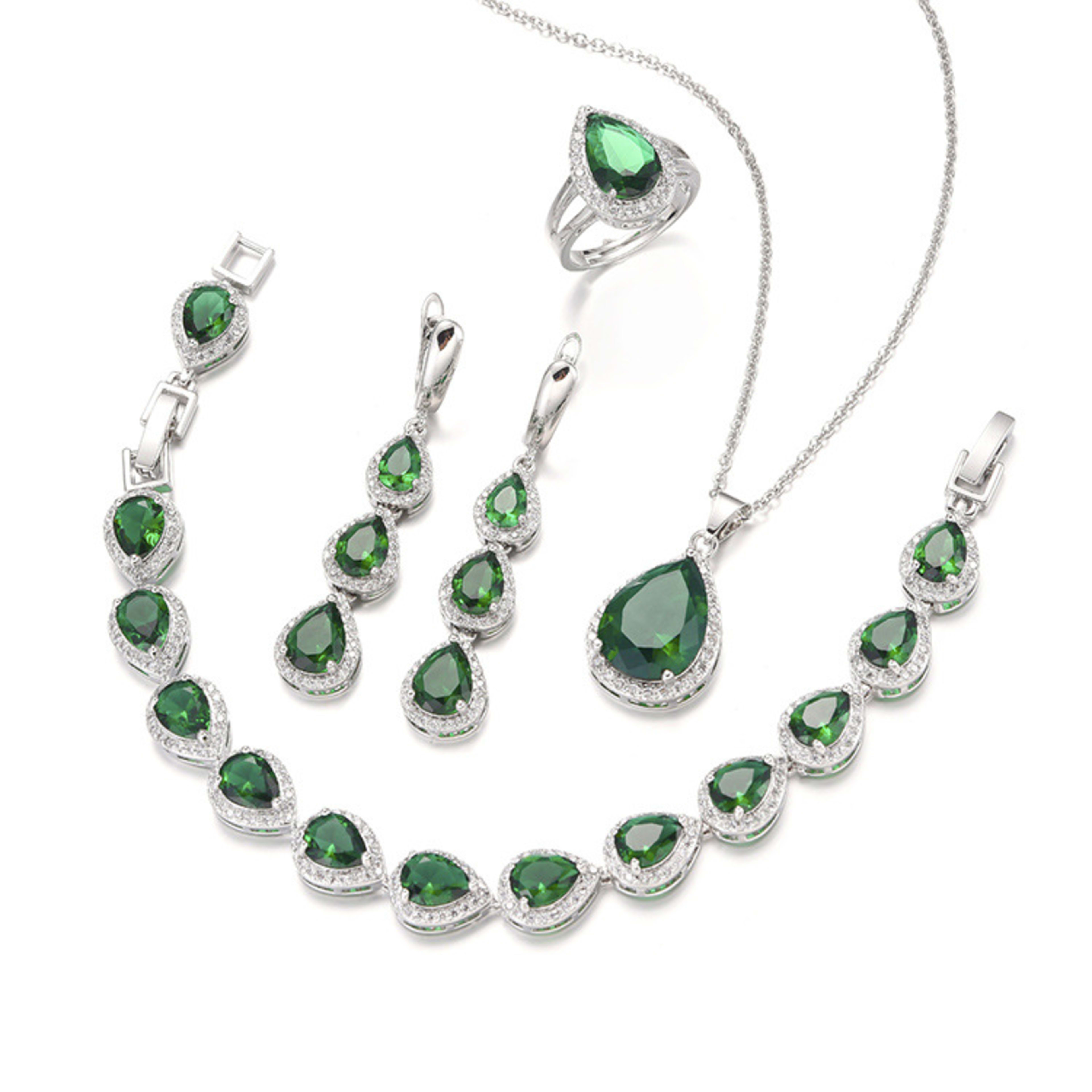 Water Drop Long Necklace Earring Ring Bracelet Ornament Suit 8