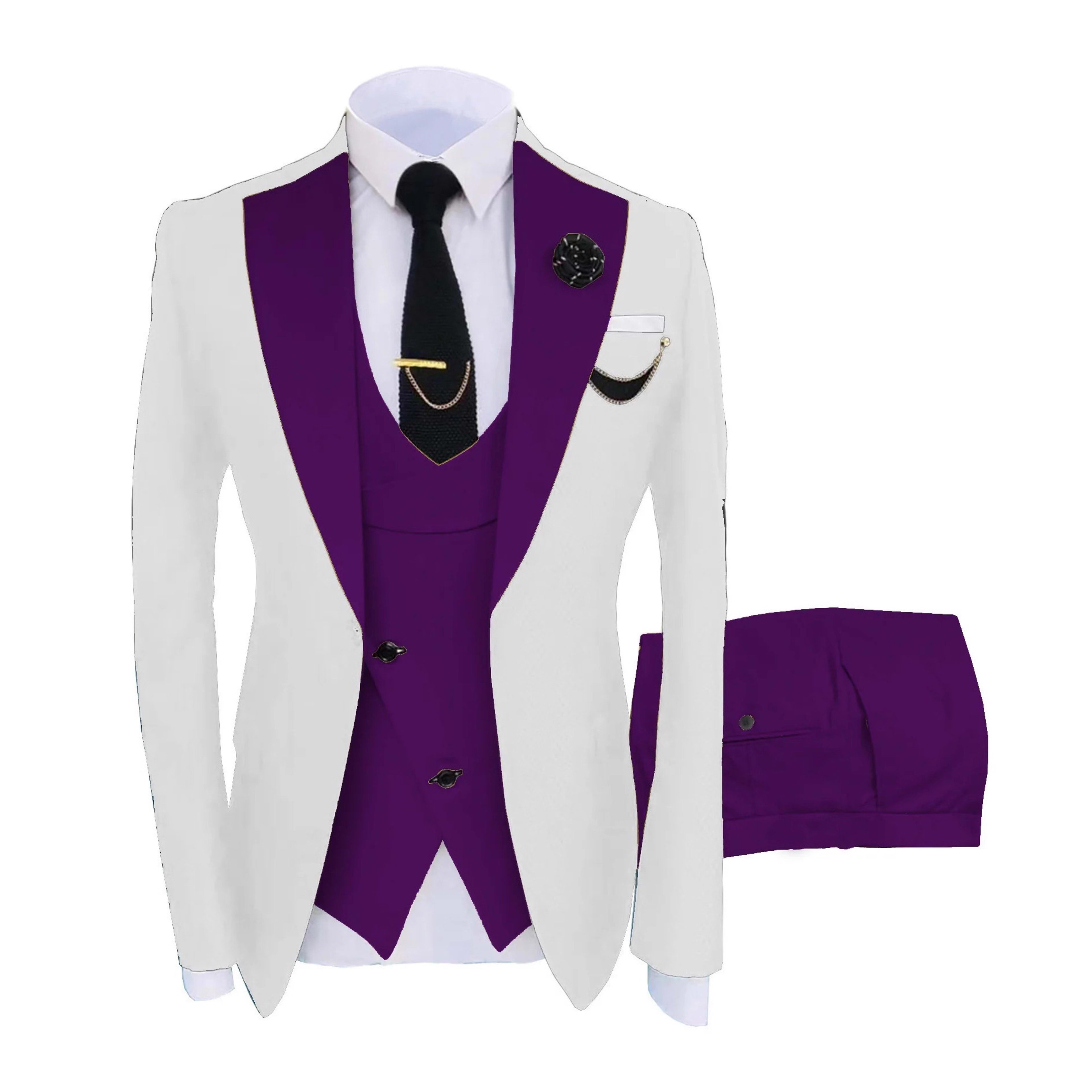 Mens Three-piece Mixed-color Suit 3