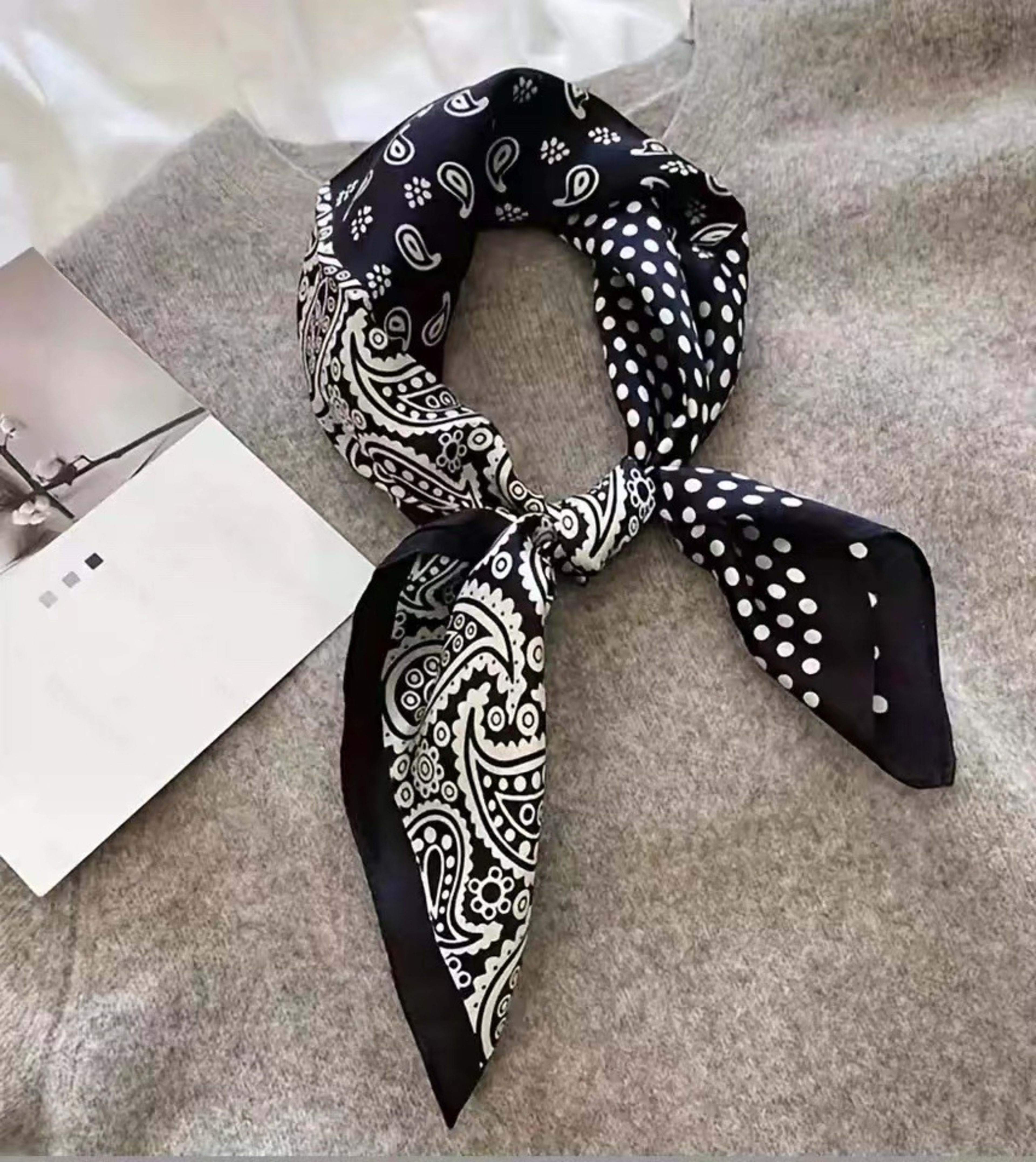 Small Scarf Vintage Printed Silk Scarf For Women 33