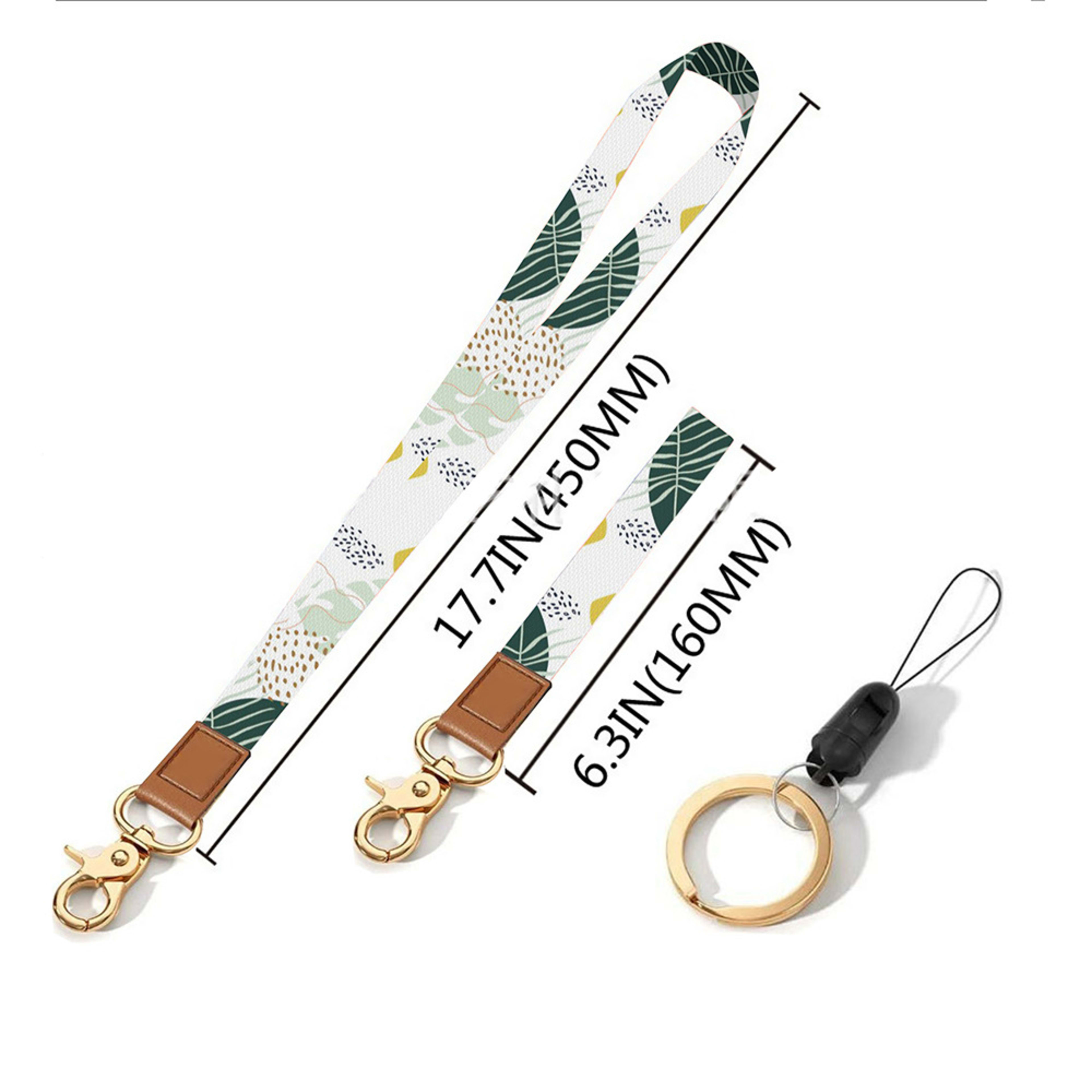 Leather-Polyester Wrist-Neck Dual-Use Keychain Lanyard 19