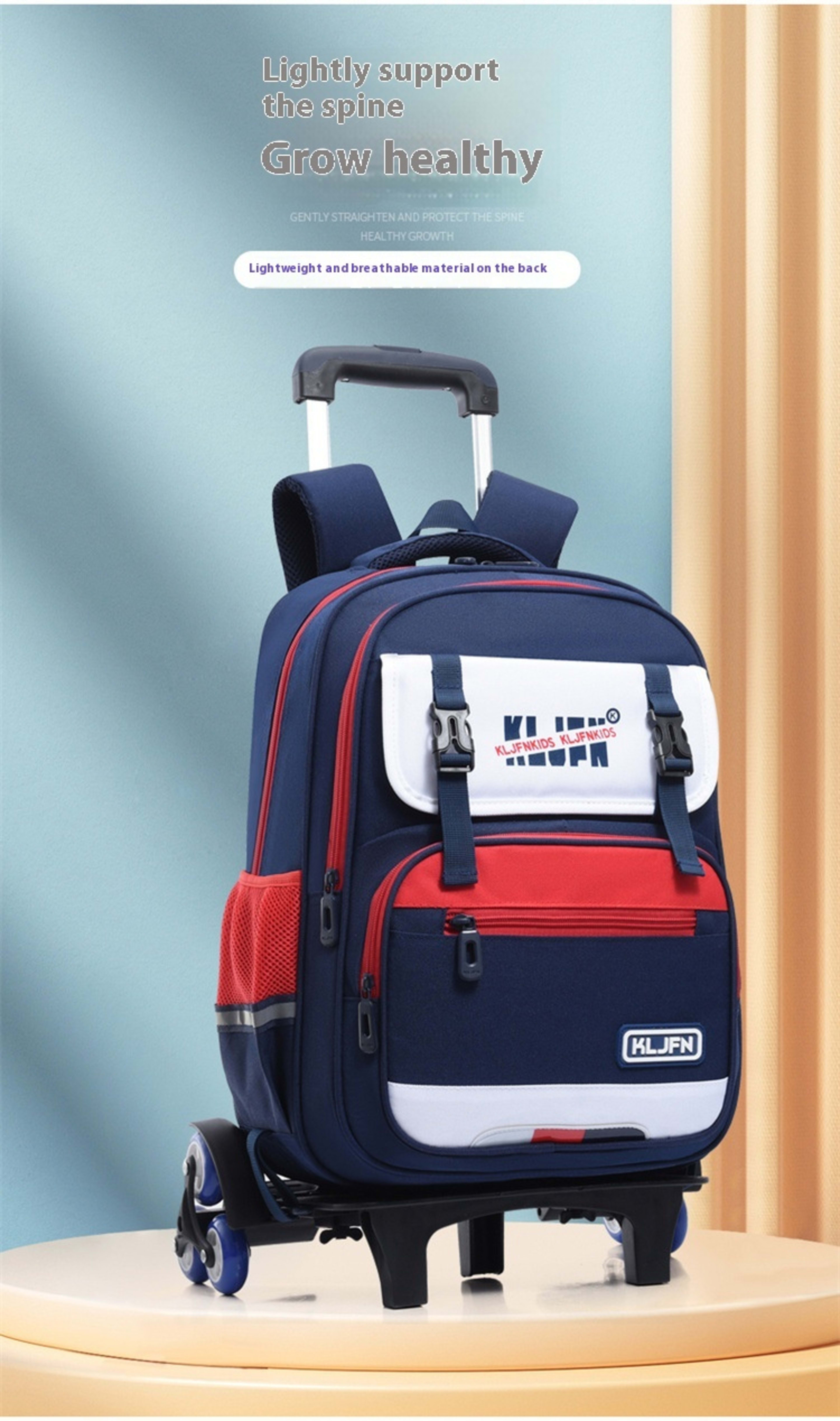 Children's Trolley Lightweight Shoulder Pad Wear-resistant Large Capacity Spine Protection Backpack Waterproof 49