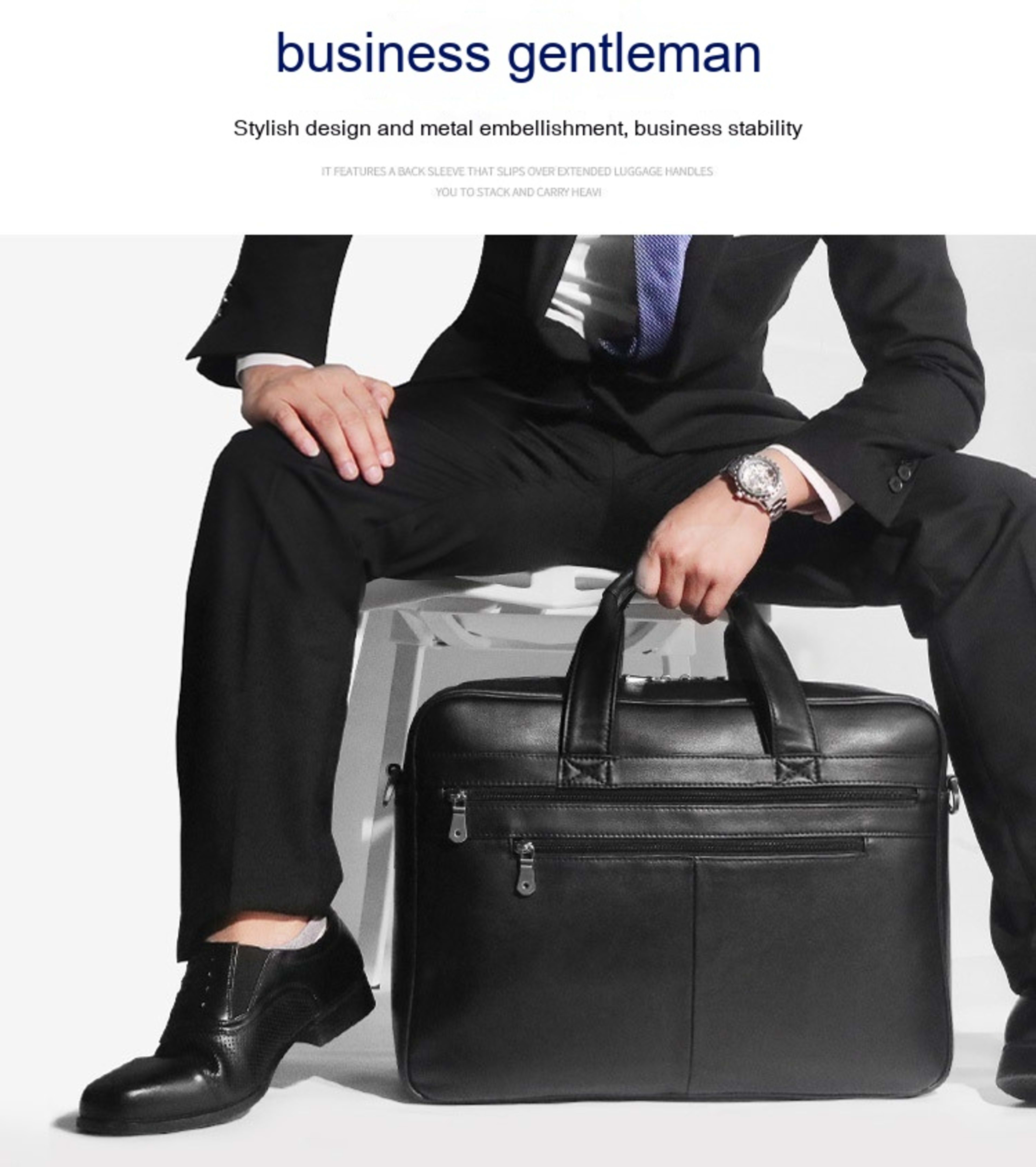Leather Handbag Briefcase Napa Leather Comfortable Texture Men's Real-leather Bag 19
