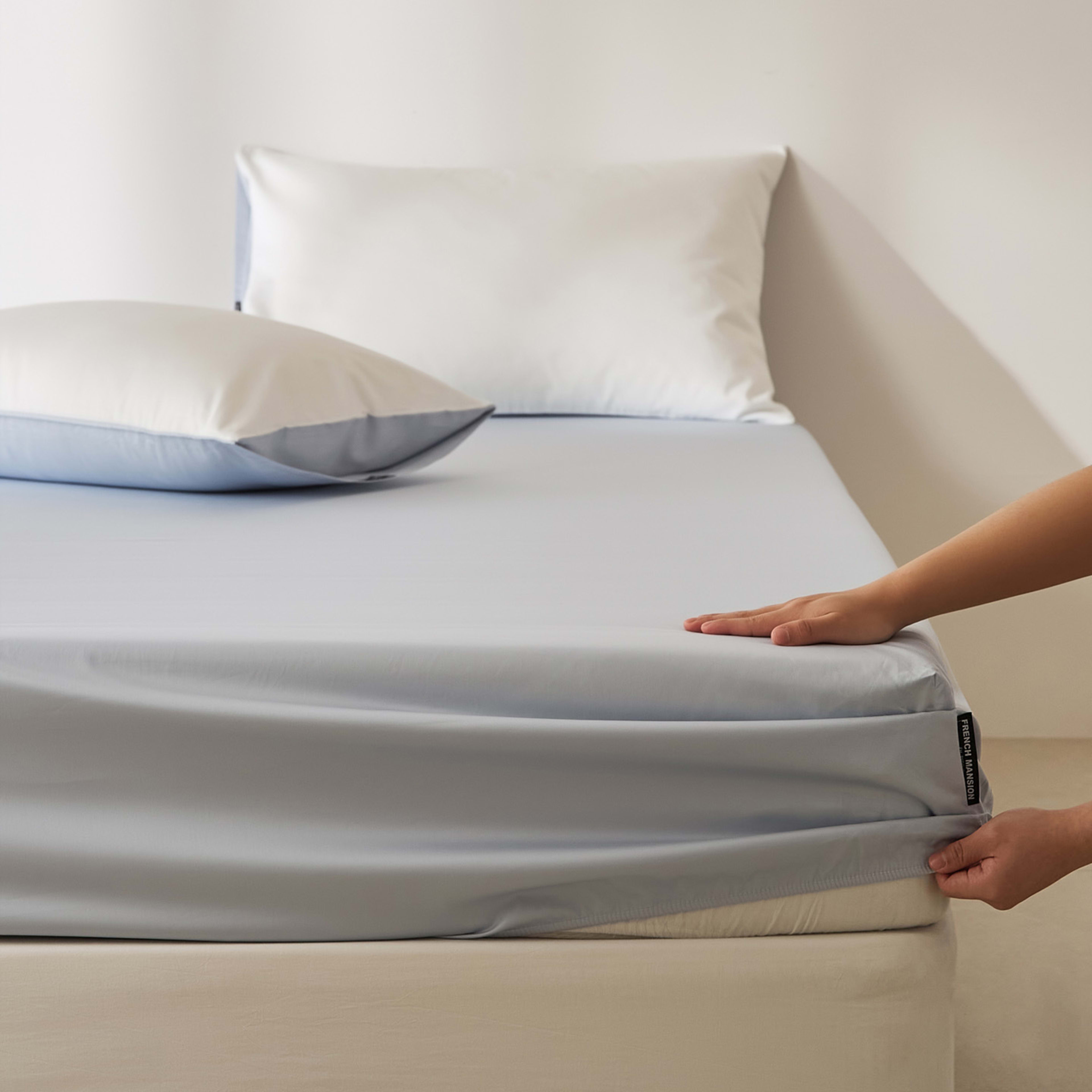 Solid-color Satin Cotton Bedspread Protector Cover 15