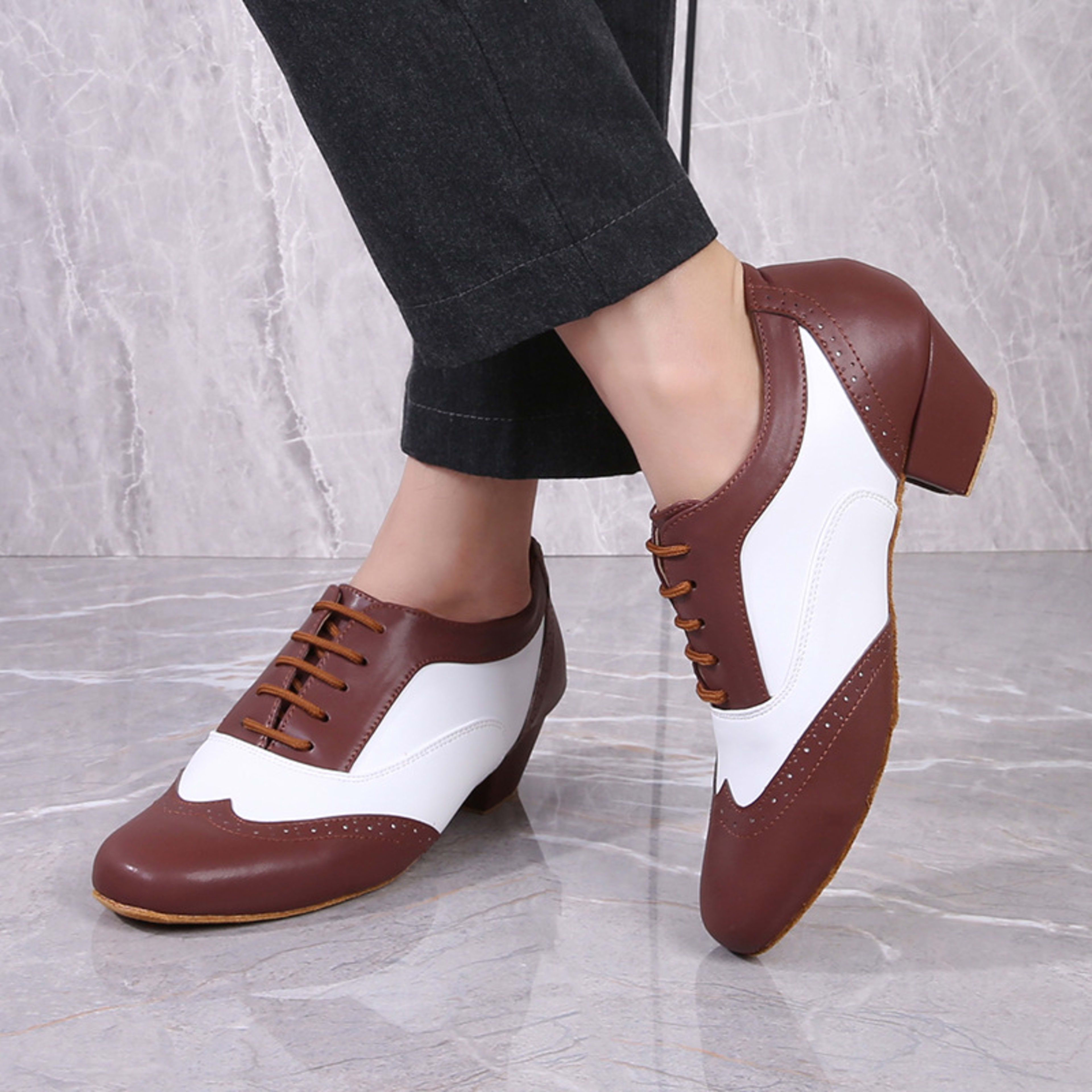 Leather Ballroom For Square Dancing And Latin Dancingsoft-soled Dance Shoes For Adults 8