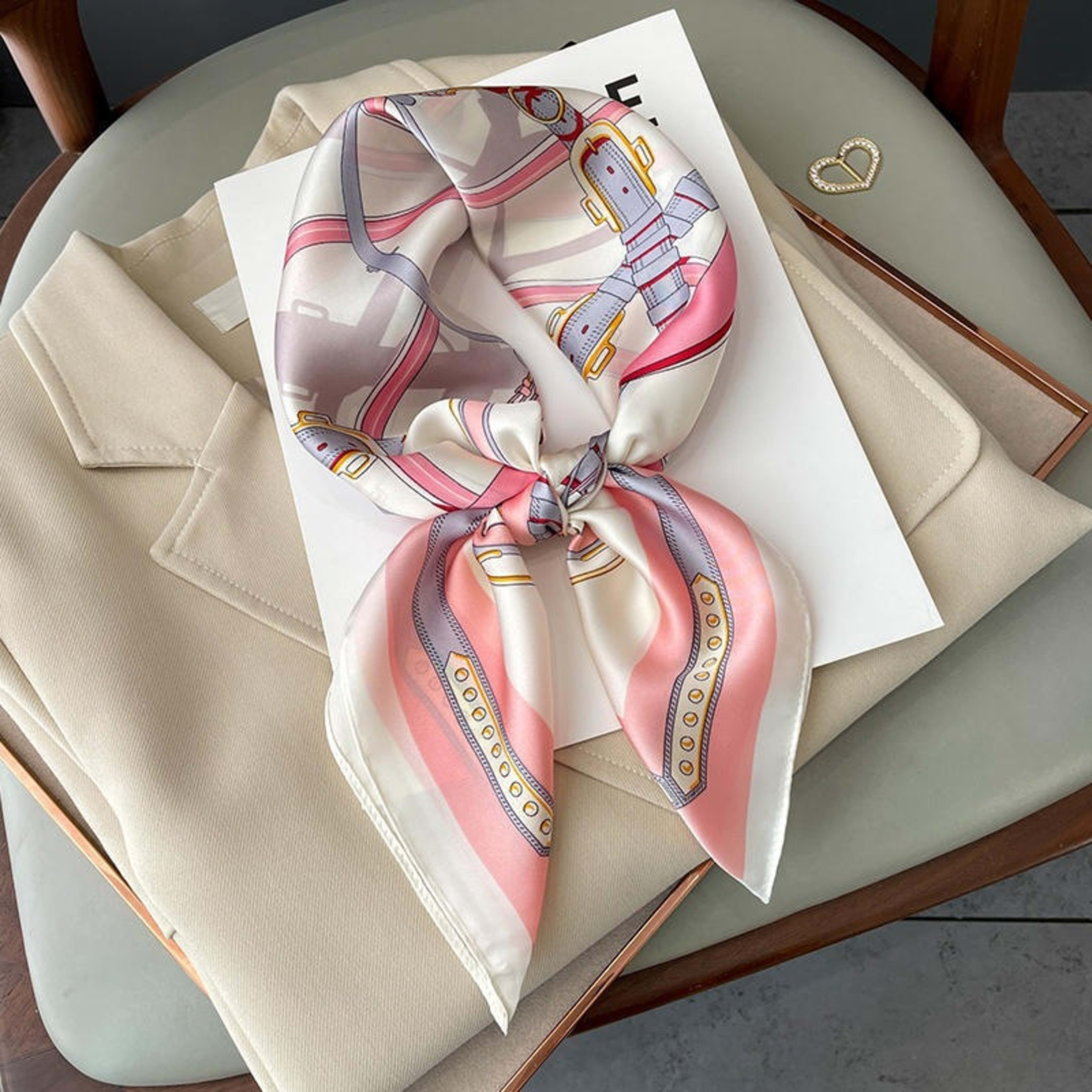 Small Scarf Vintage Printed Silk Scarf For Women 80