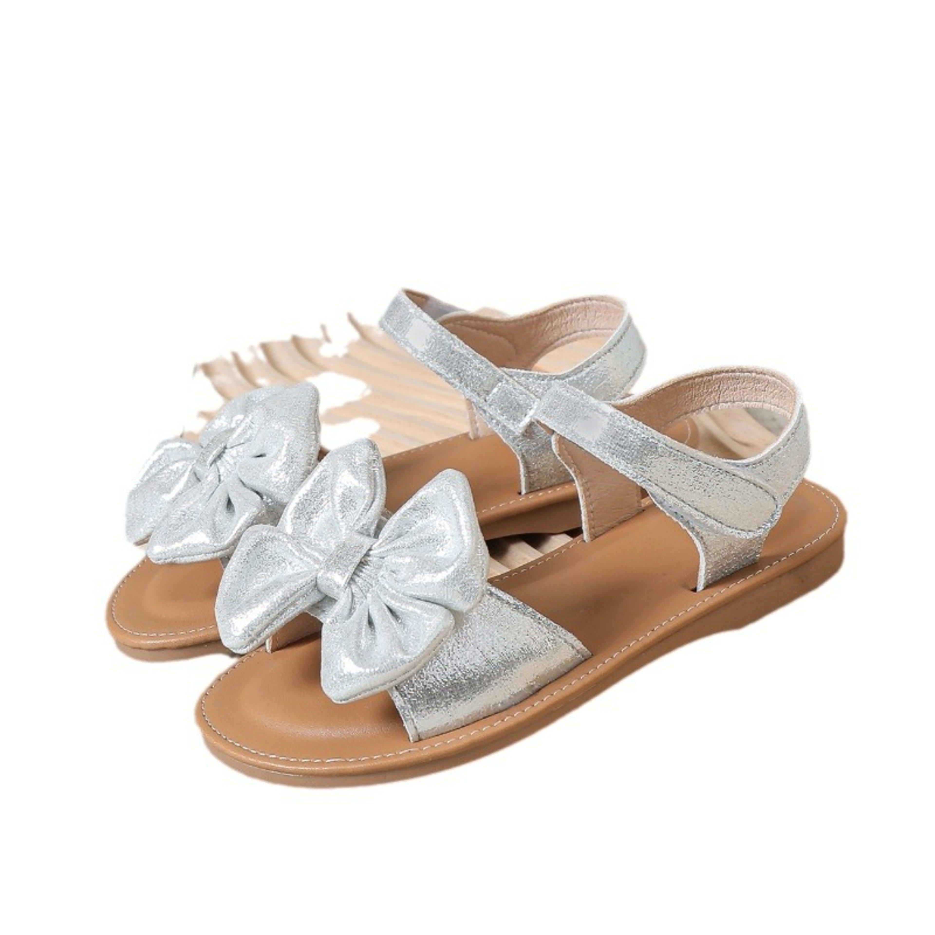 Summer New Arrival Silver Bow Knot Cute Baby Shoes 2