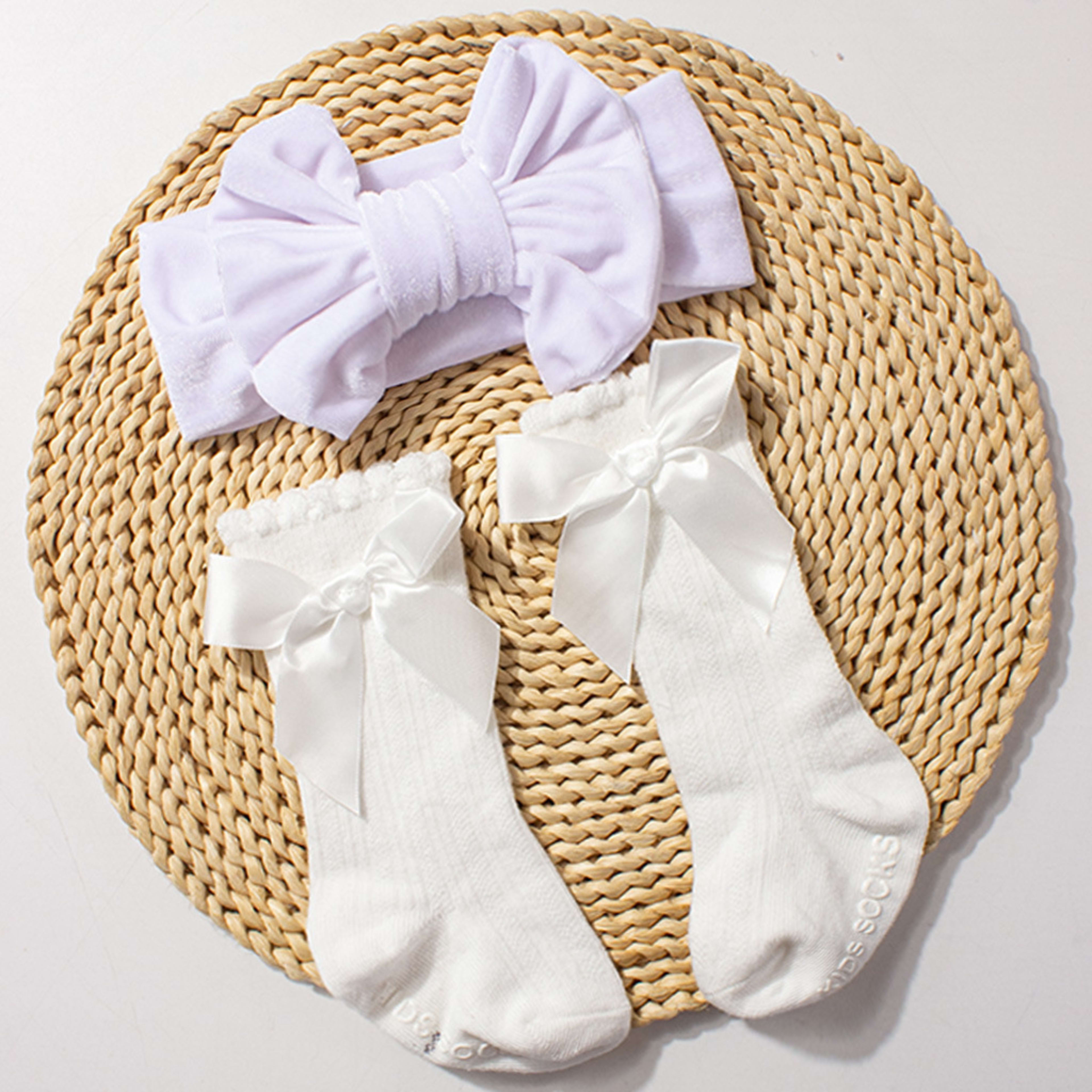 Velvet Baby Headband And Sock Set 6