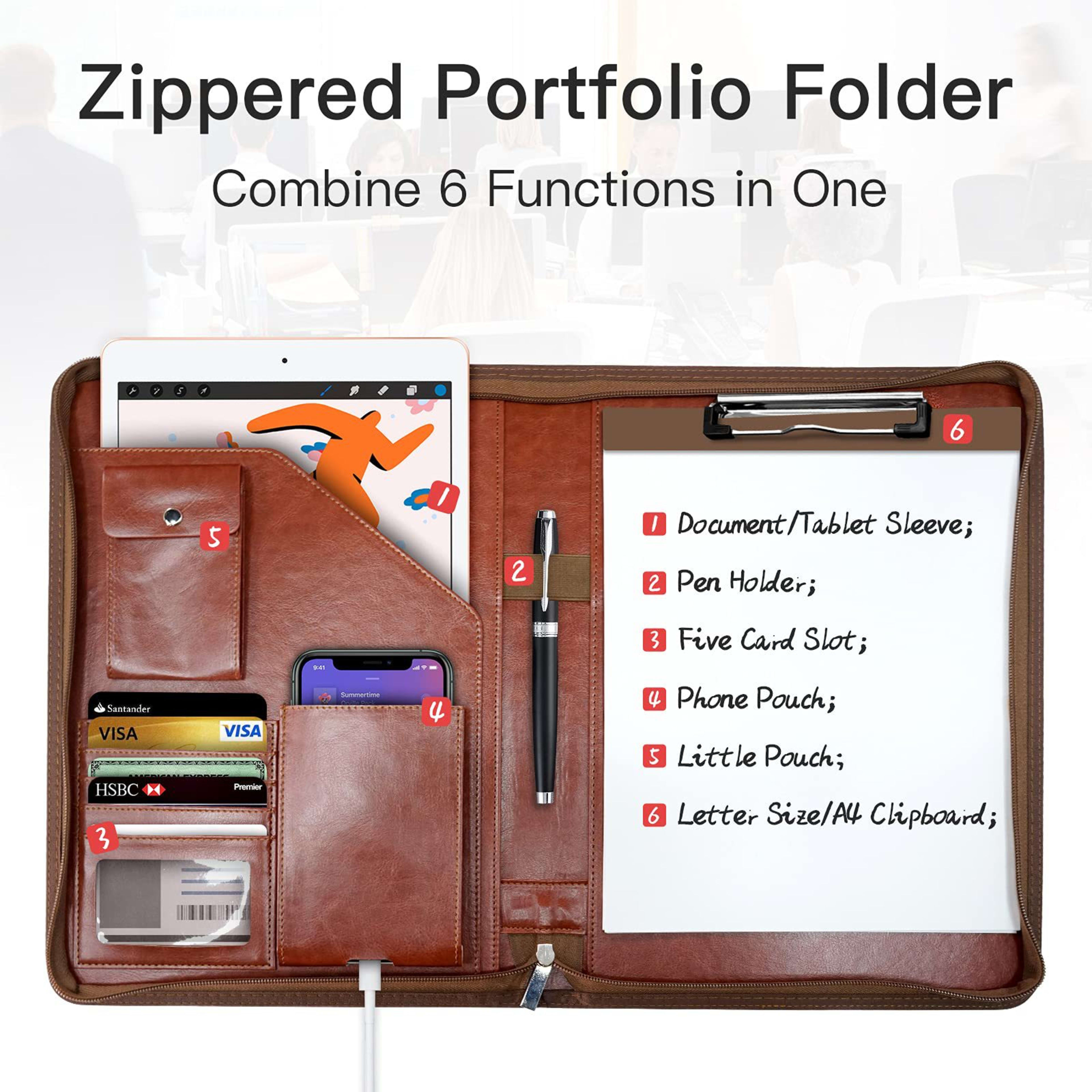 Zipper Buggy Bag Leather Planning Loose-leaf Envelope Storage Bag 7