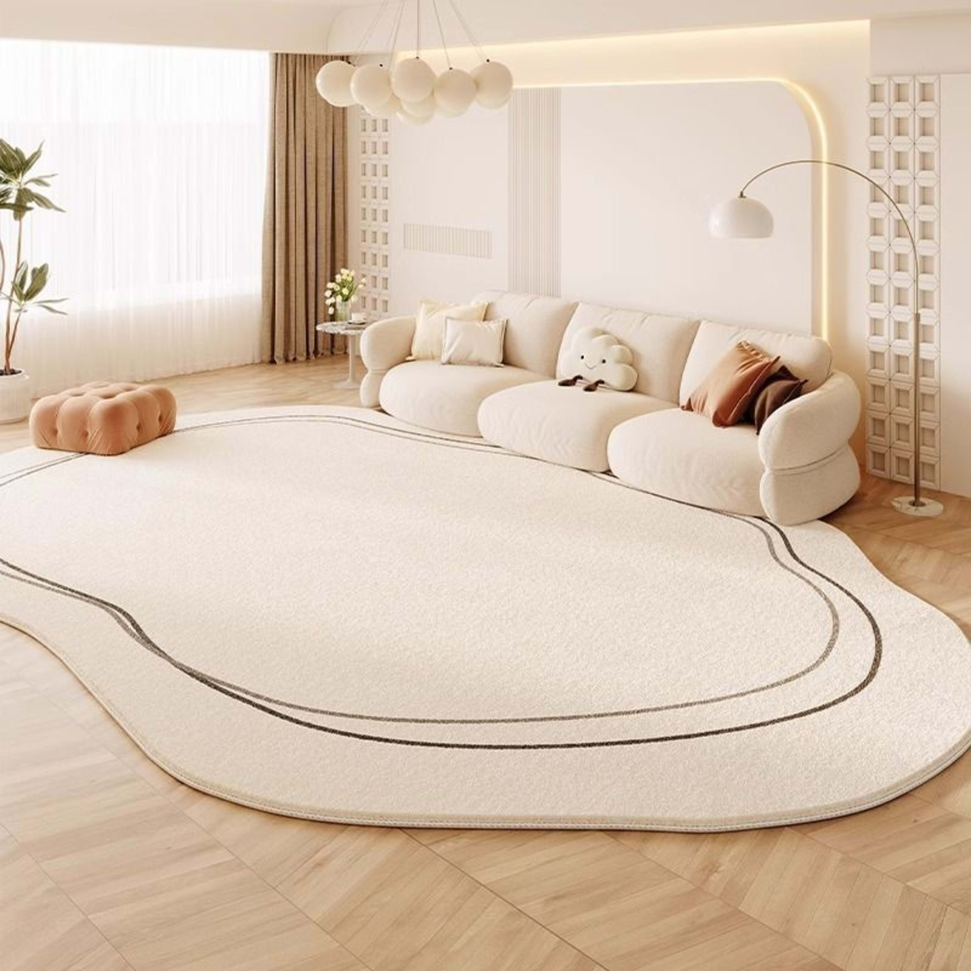 Cream Colored Stain-resistant And Easy To Maintain Cashmere Look Rug 12