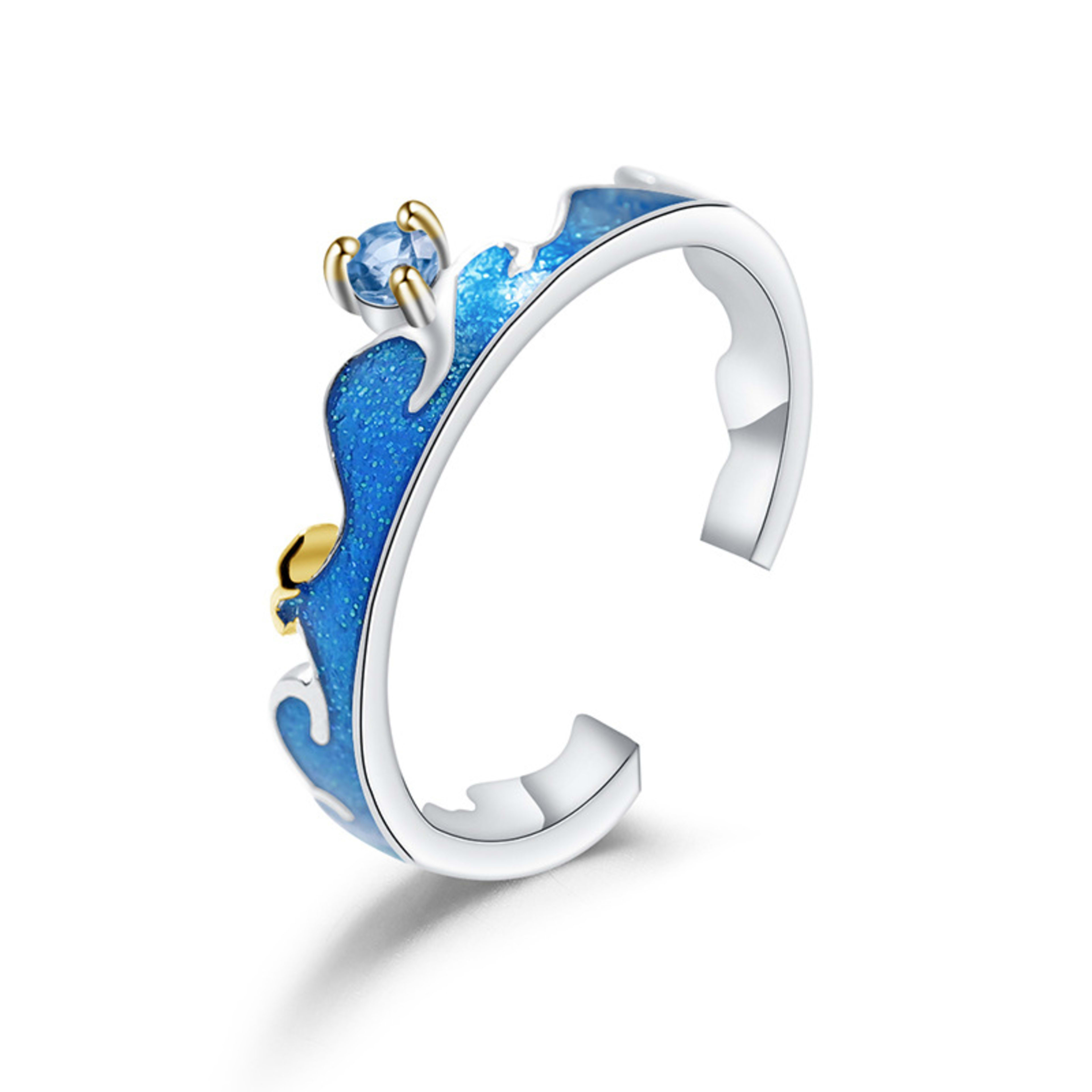 925 Silver Ring Inlaid With Swiss Blue Topaz Exuding Elegance And Sophistication 3