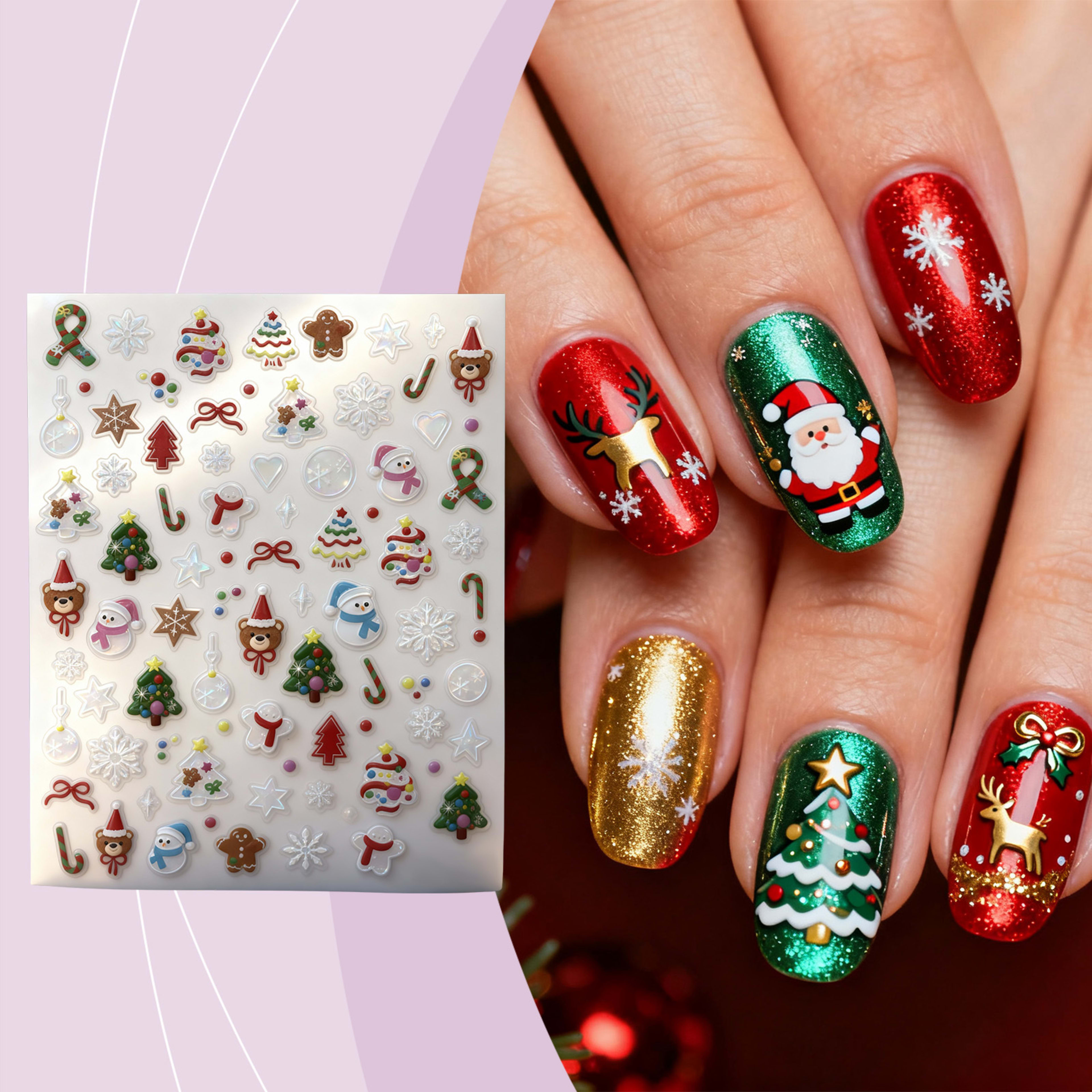 Christmas Themed Portable Decorative Nail Stickers 5