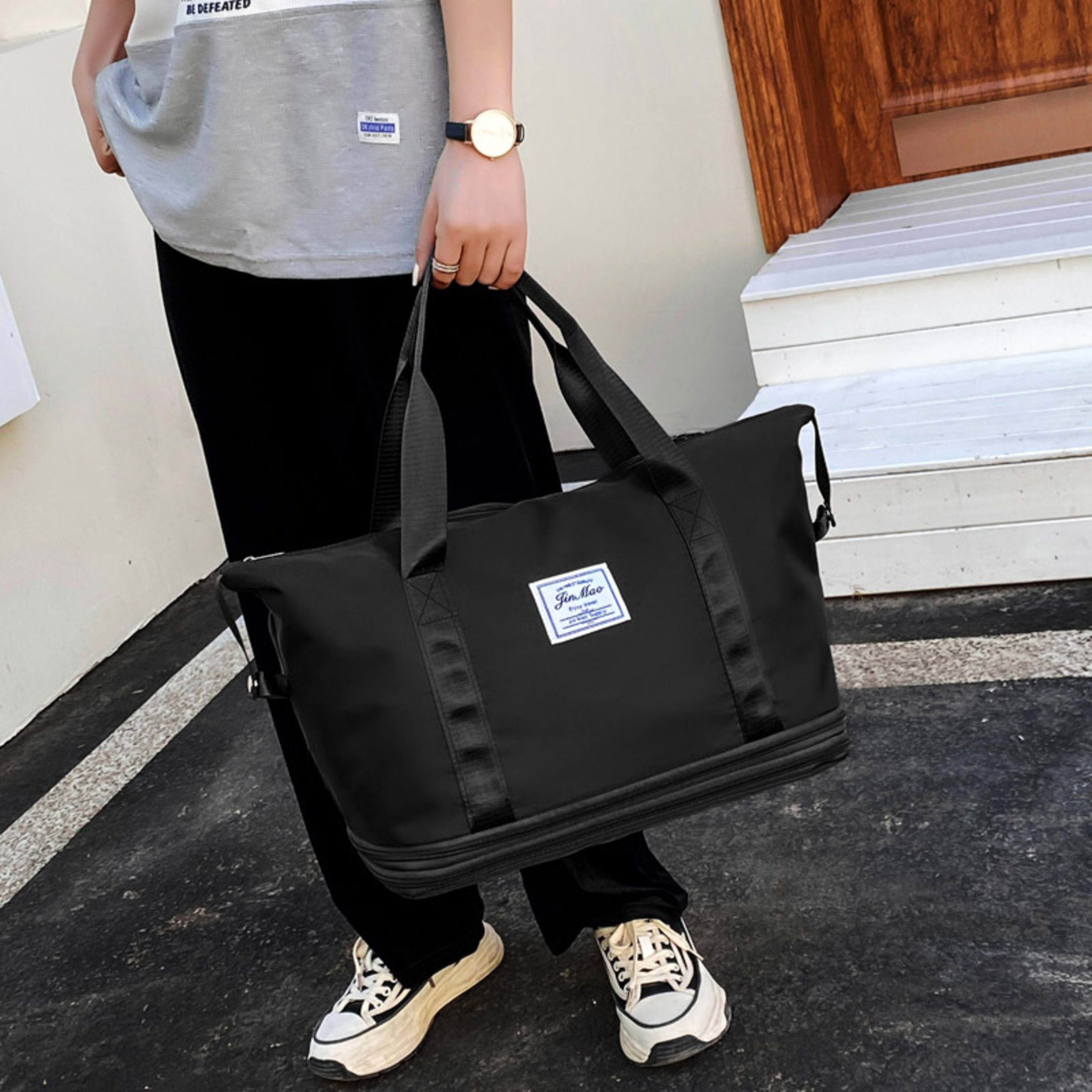 Travel Bag Large Capacity Double Expansion Portable Sports Gym Bag Student Luggage Bag Storage Bag 6