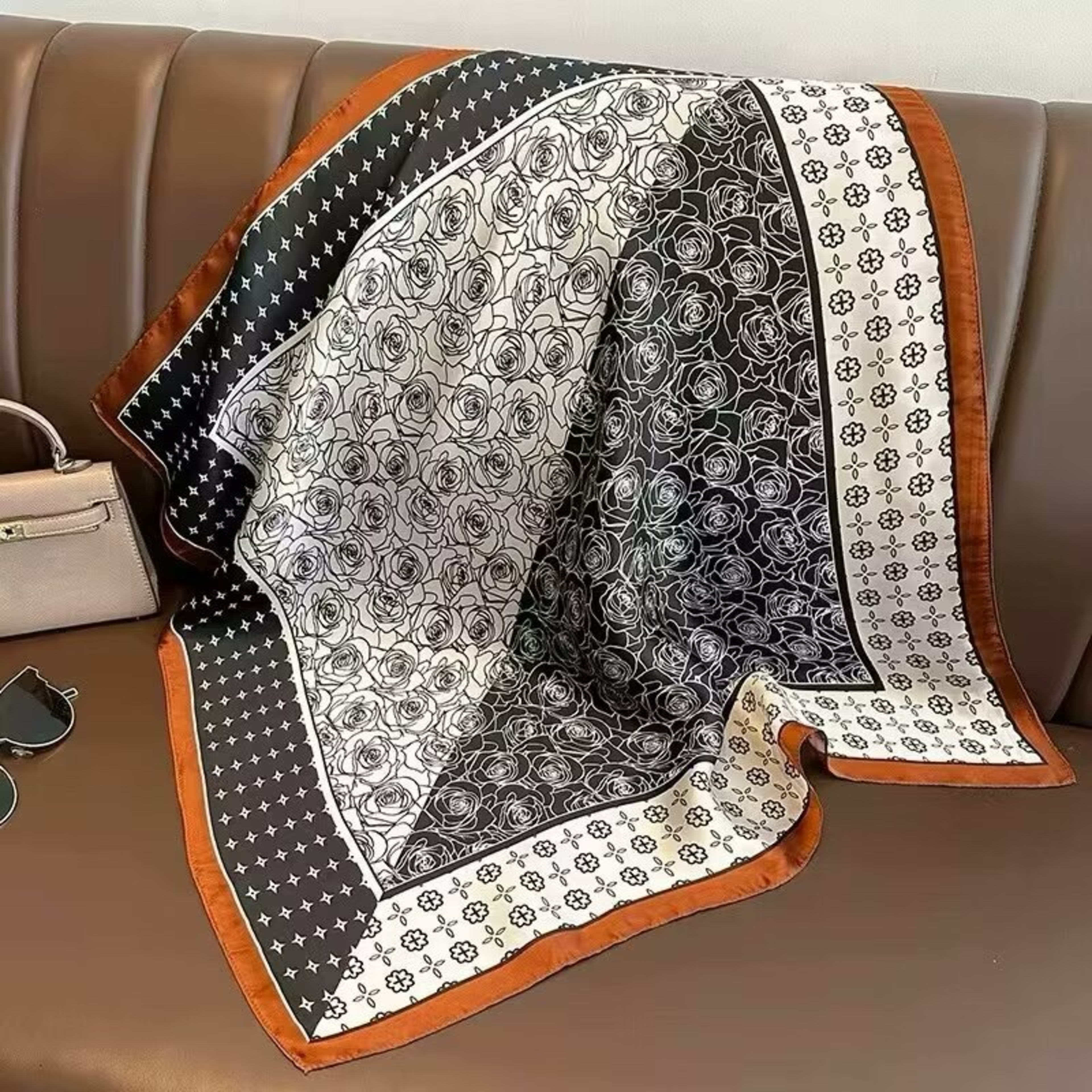 Small Scarf Vintage Printed Silk Scarf For Women 38