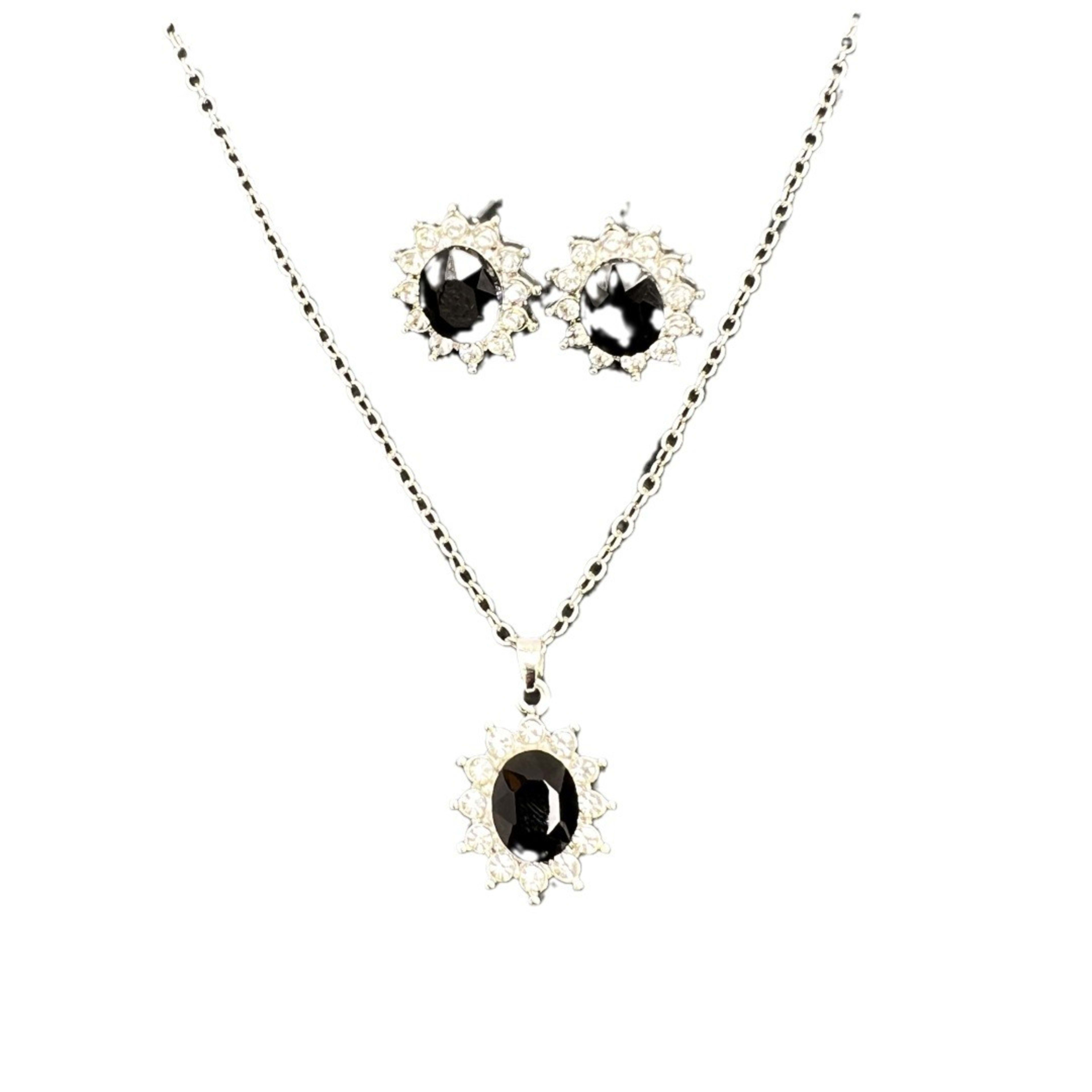 European And American Fashion SUNFLOWER Zircon Ear Stud Necklace Suit 2