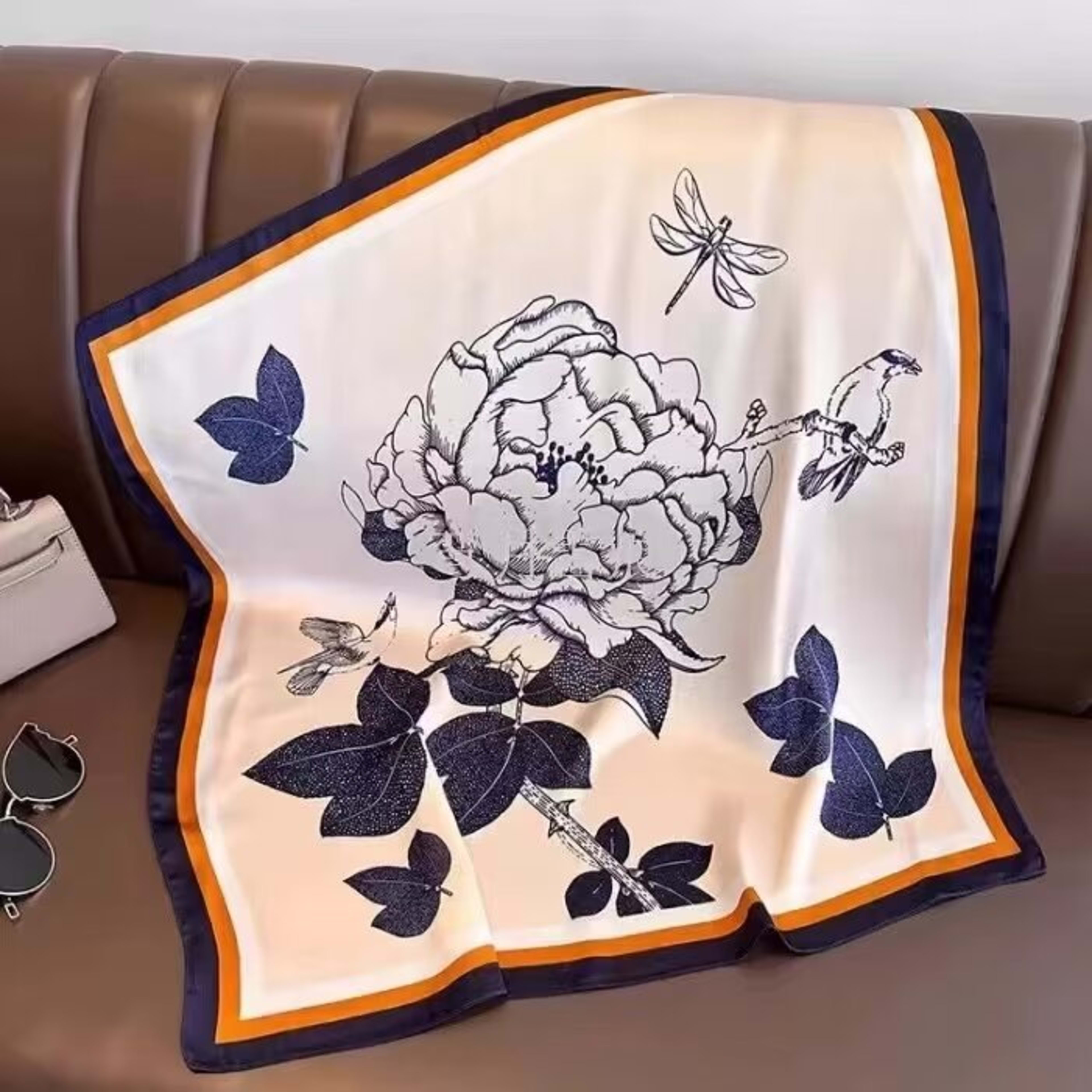 Small Scarf Vintage Printed Silk Scarf For Women 3