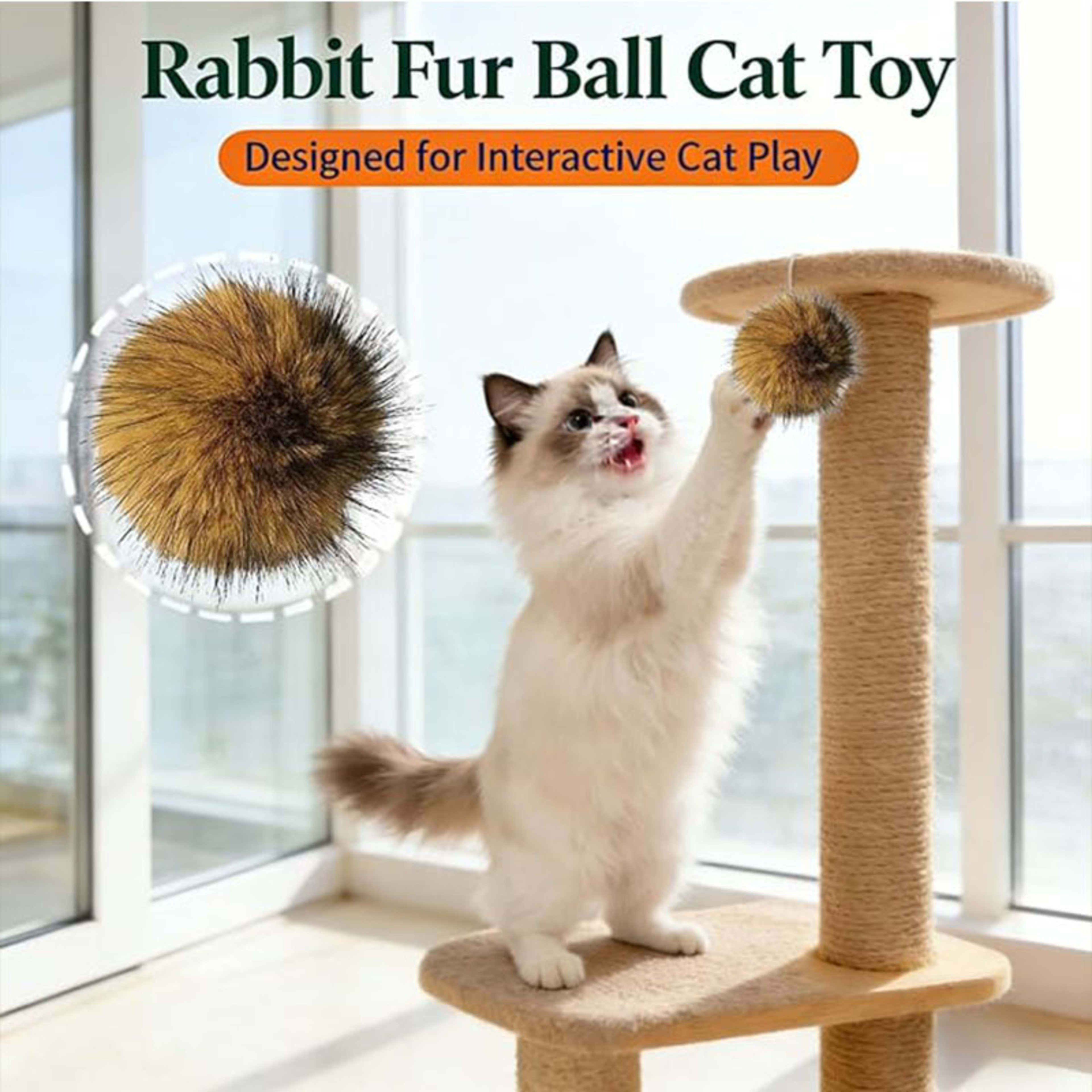 Rabbit Fur Ball Cat Enrichment Toy 2